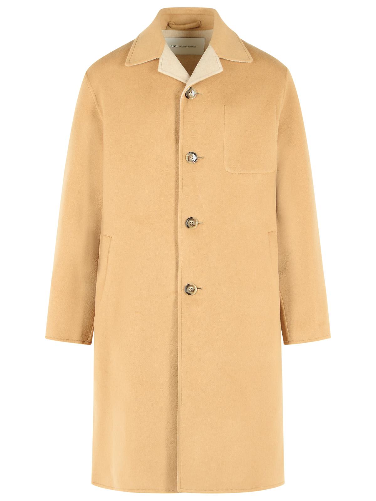 Ami Paris Beige Wool And Cashmere Coat Men AMI PARIS