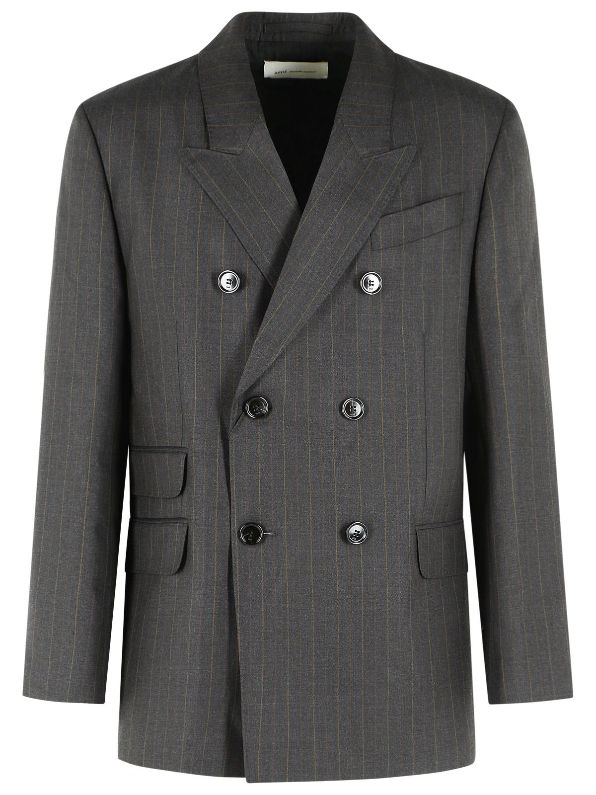 Ami Paris 'Boxy' Dark Grey Virgin Wool Blazer Men AMI PARIS