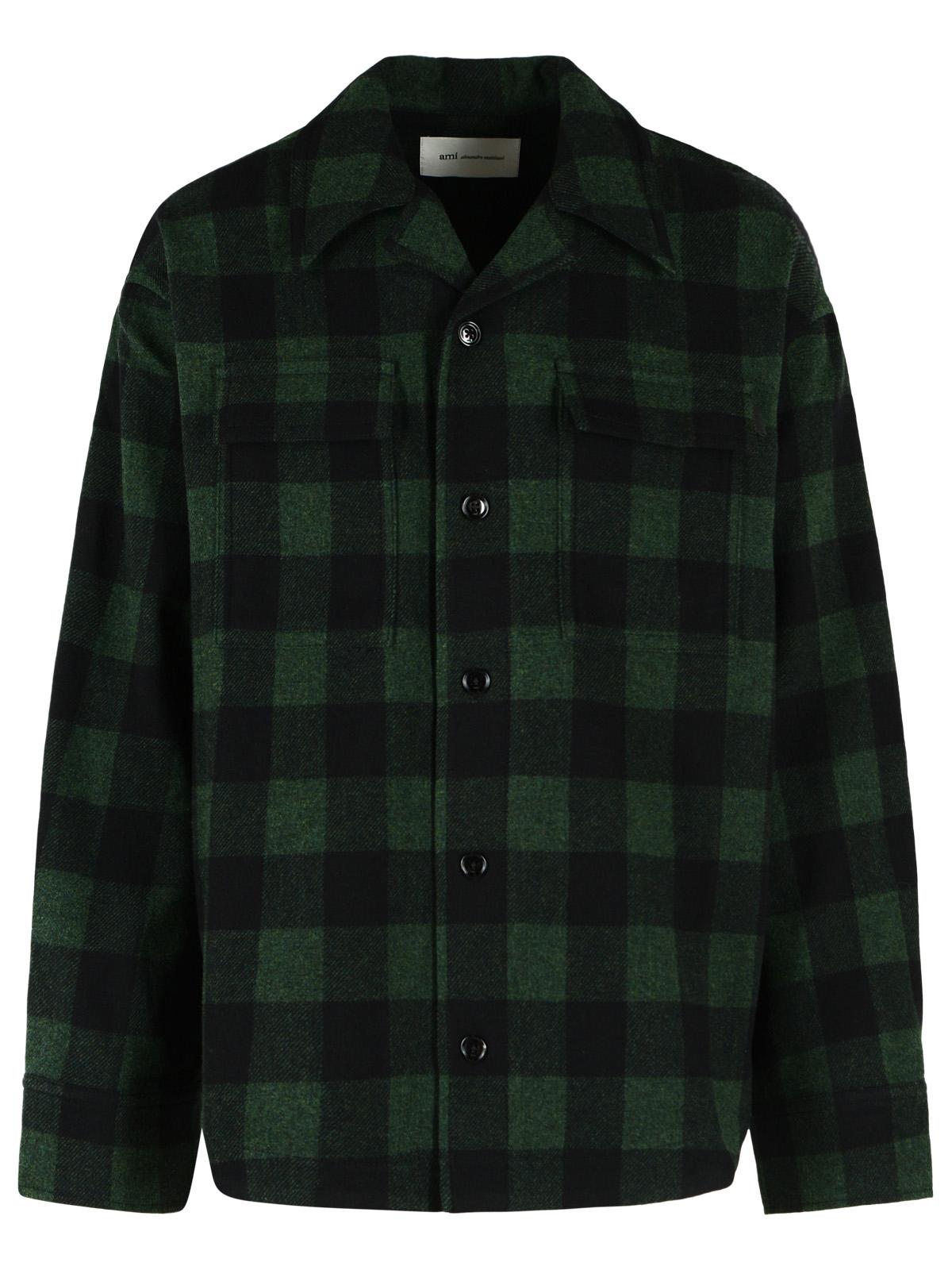 Ami Paris Red Check Wool Overshirt Men AMI PARIS
