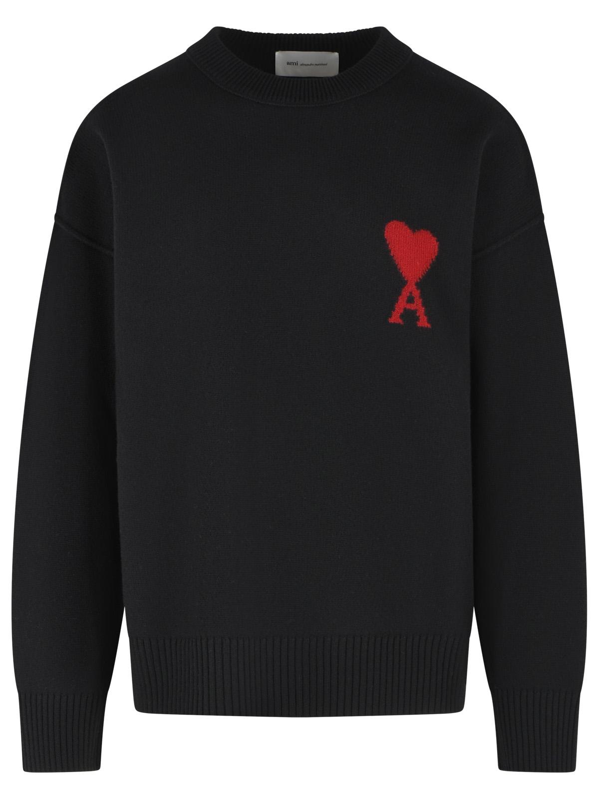 Ami Paris Black Virgin Wool Sweater Men AMI PARIS