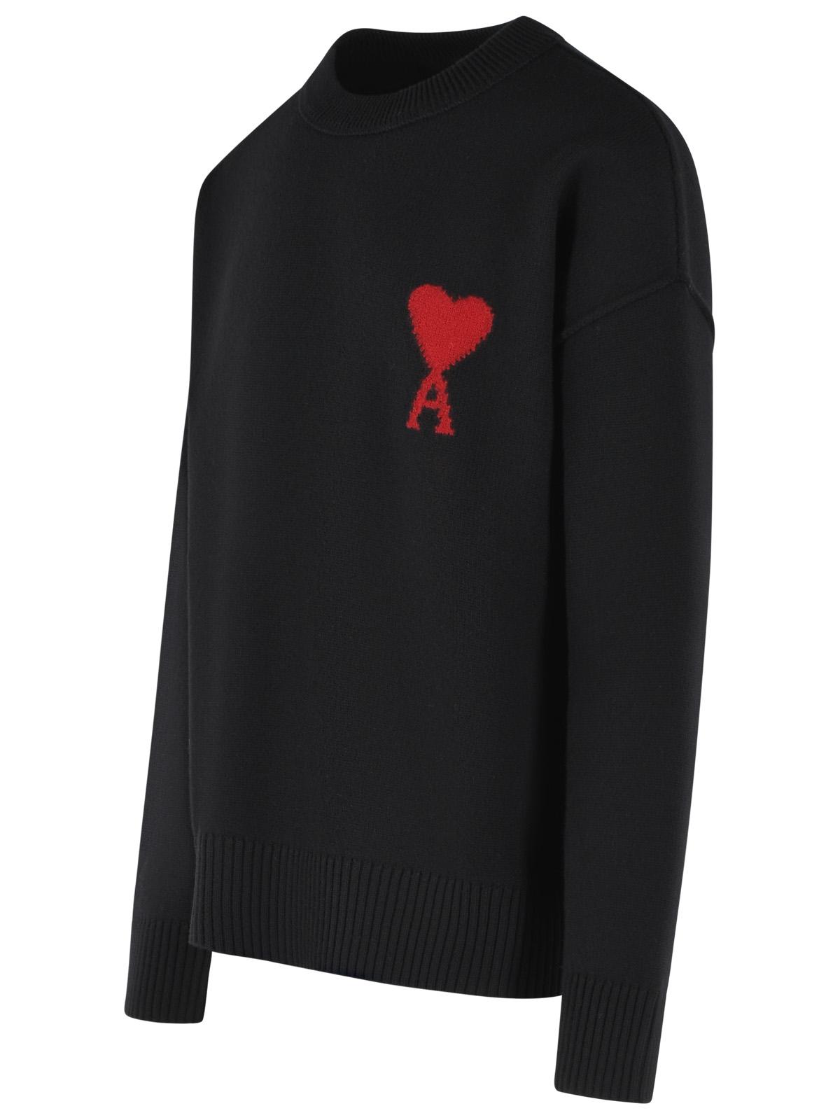 Ami Paris Black Virgin Wool Sweater Men AMI PARIS