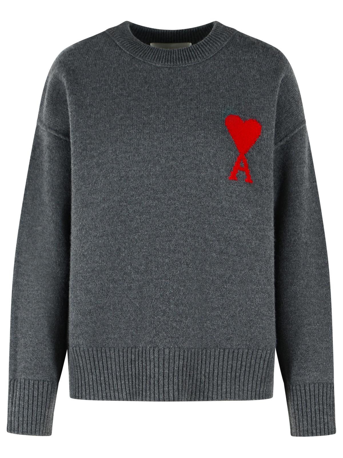 Ami Paris 'Ami De Cœur' Grey Wool Sweater Women AMI PARIS