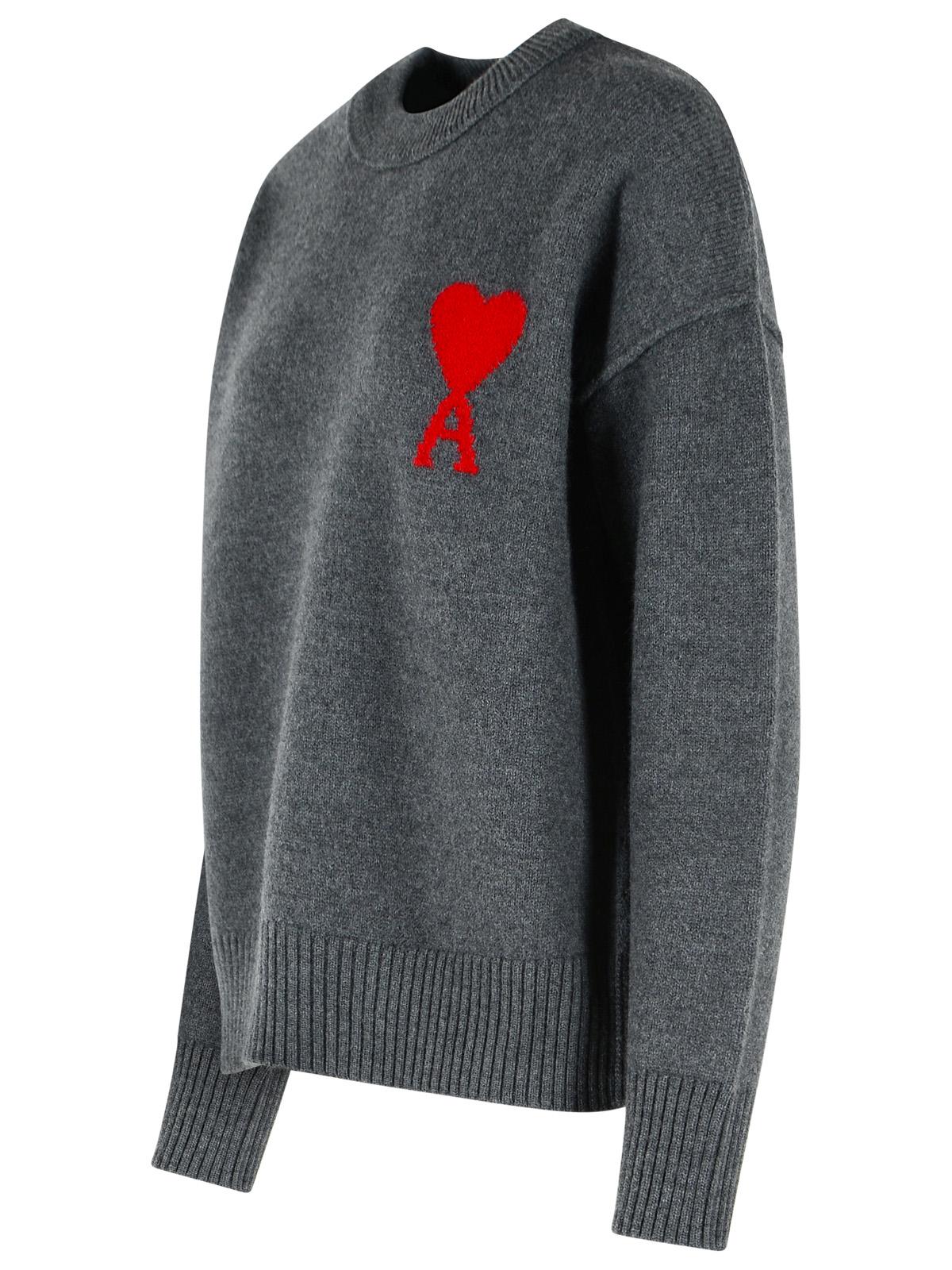 Ami Paris 'Ami De Cœur' Grey Wool Sweater Women AMI PARIS