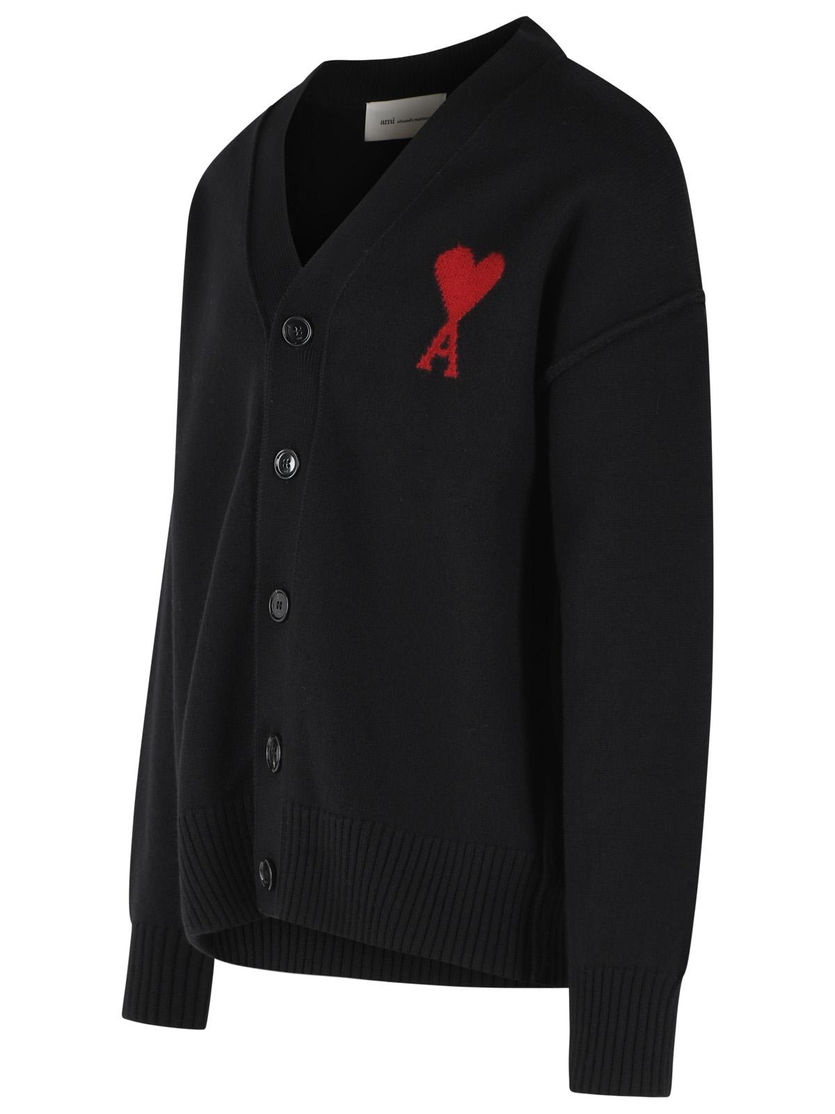 Ami Paris Black Virgin Wool Cardigan Men AMI PARIS