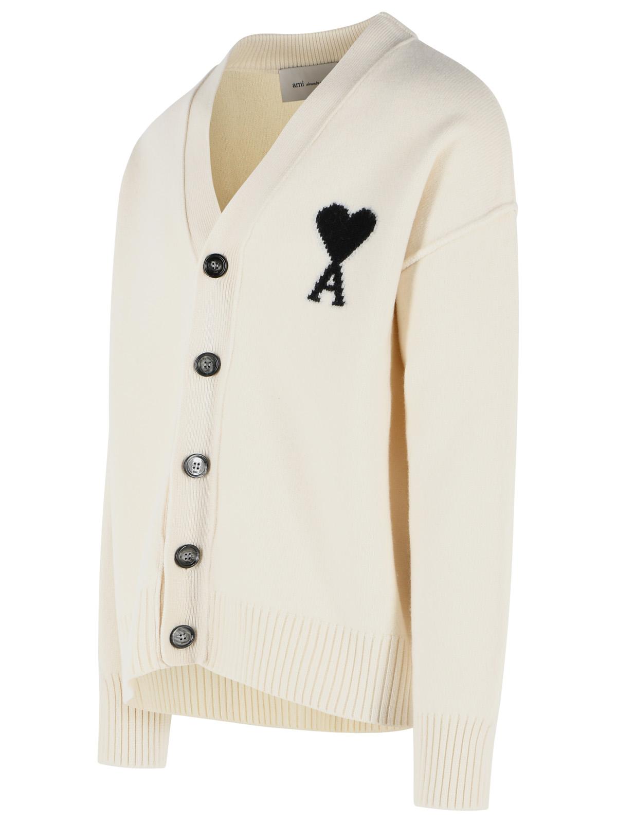 Ami Paris Cream Virgin Wool Cardigan Women AMI PARIS