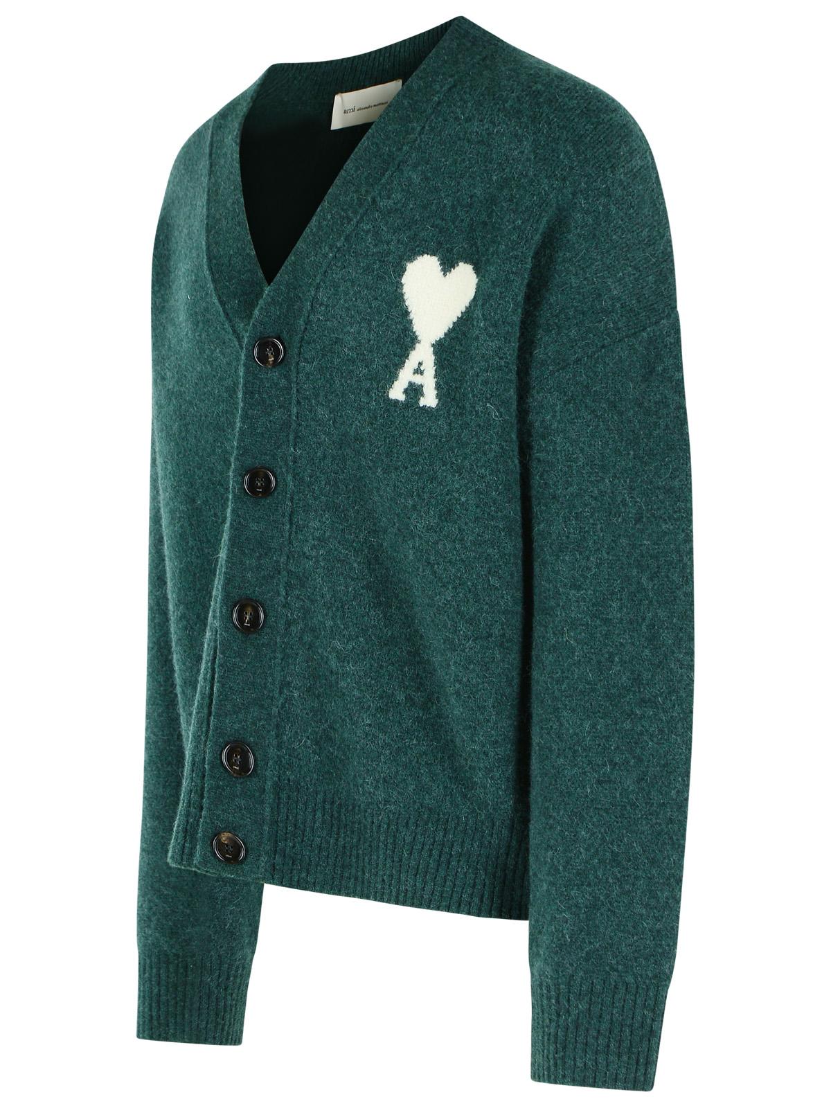 Ami Paris 'Ami De Cœur' Green Alpaca Cardigan Men AMI PARIS