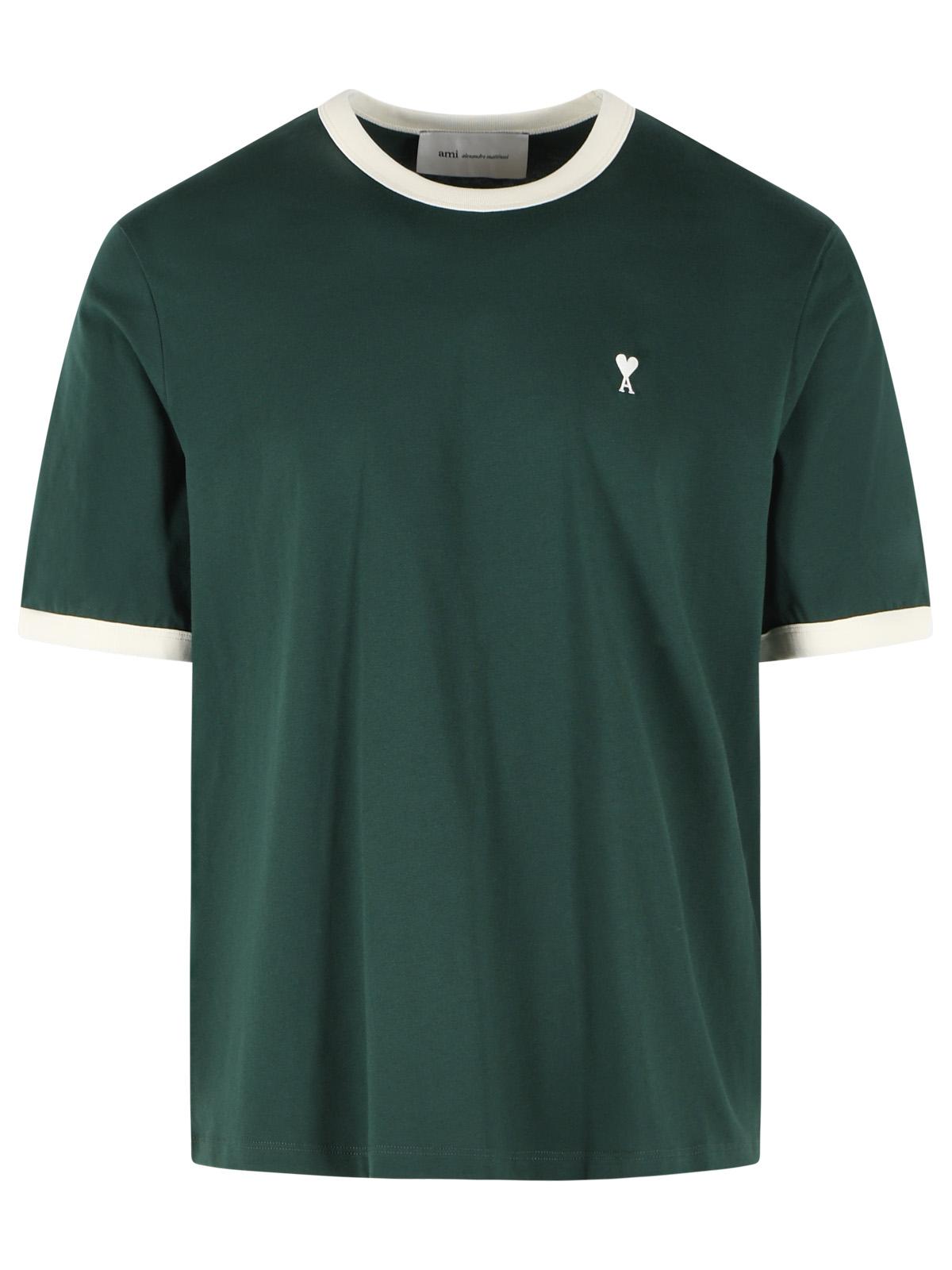 Ami Paris Green Cotton T-Shirt Men AMI PARIS