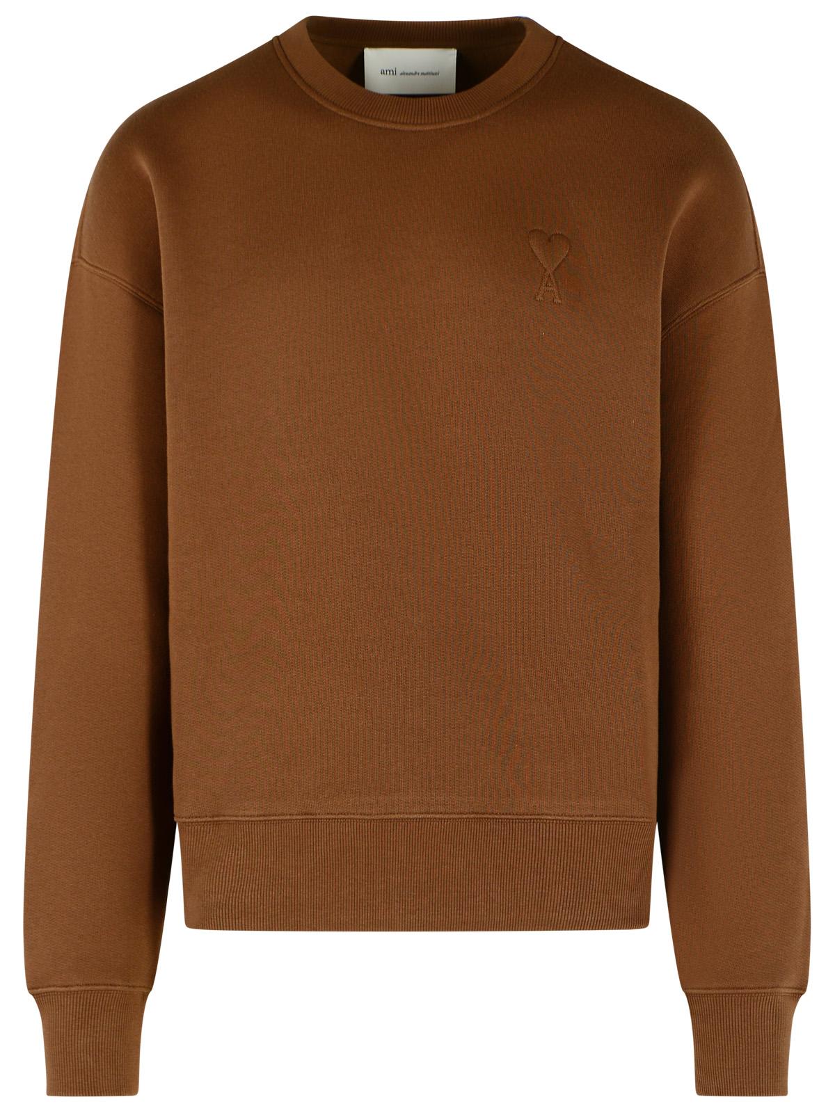 Ami Paris 'Ami De Cœur' Chocolate Brown Cotton Sweatshirt Men AMI PARIS