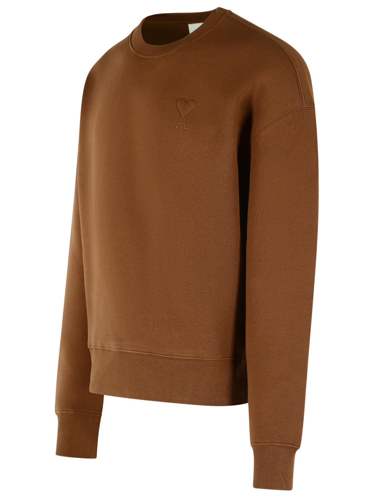 Ami Paris 'Ami De Cœur' Chocolate Brown Cotton Sweatshirt Men AMI PARIS