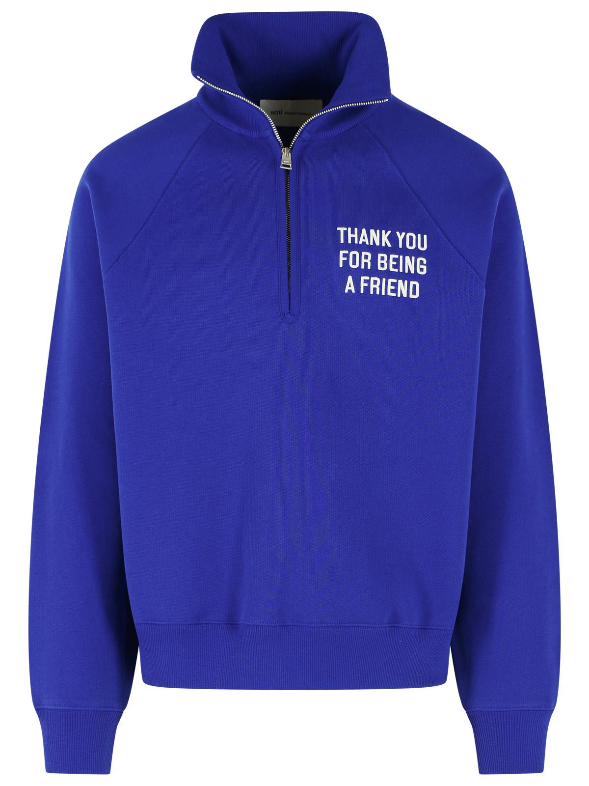 Ami Paris 'Thank You For Being A Friend' Blue Cotton Sweatshirt Men AMI PARIS