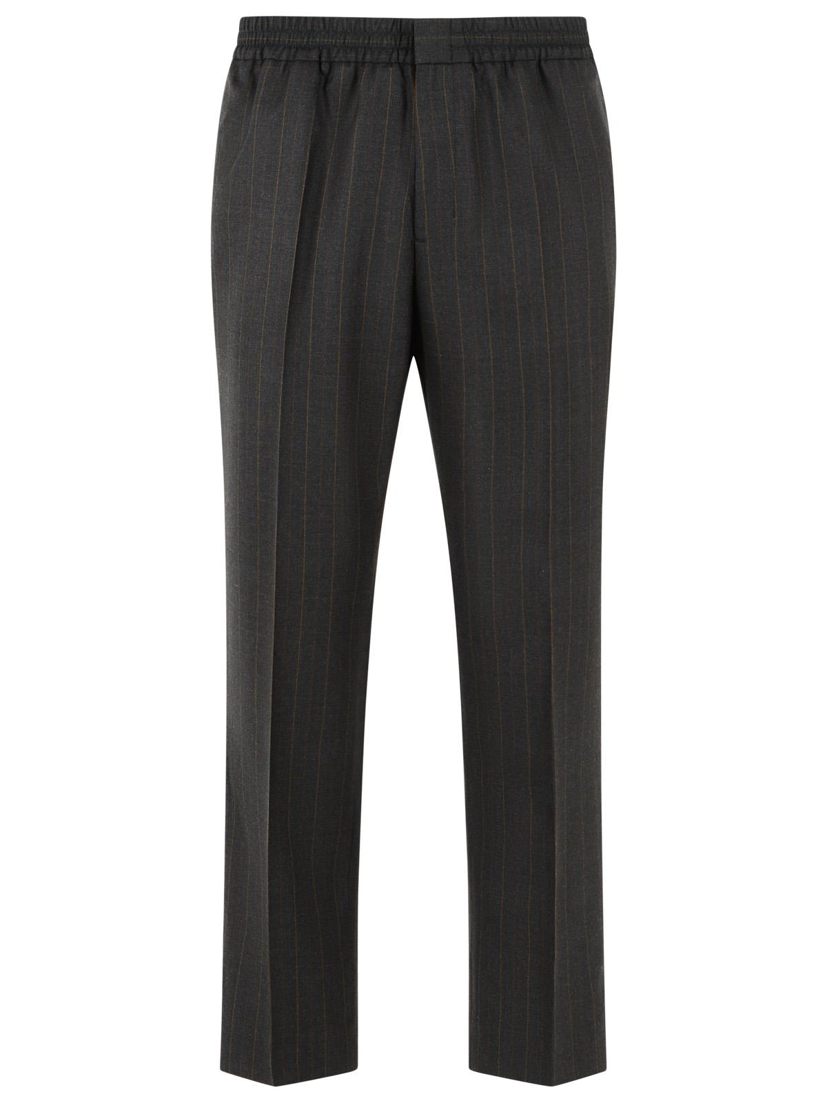 Ami Paris Striped Grey Wool Trousers Men