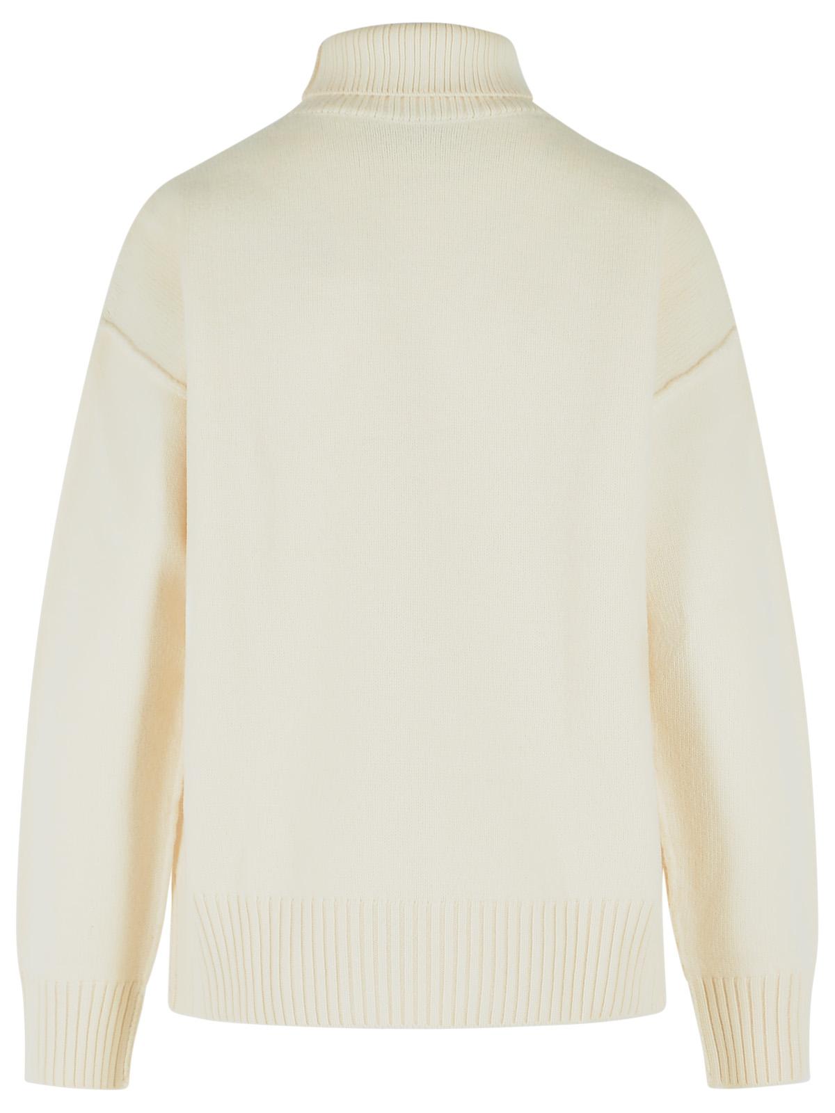 Ami Paris Ivory White Virgin Wool Turtleneck Sweater Women AMI PARIS