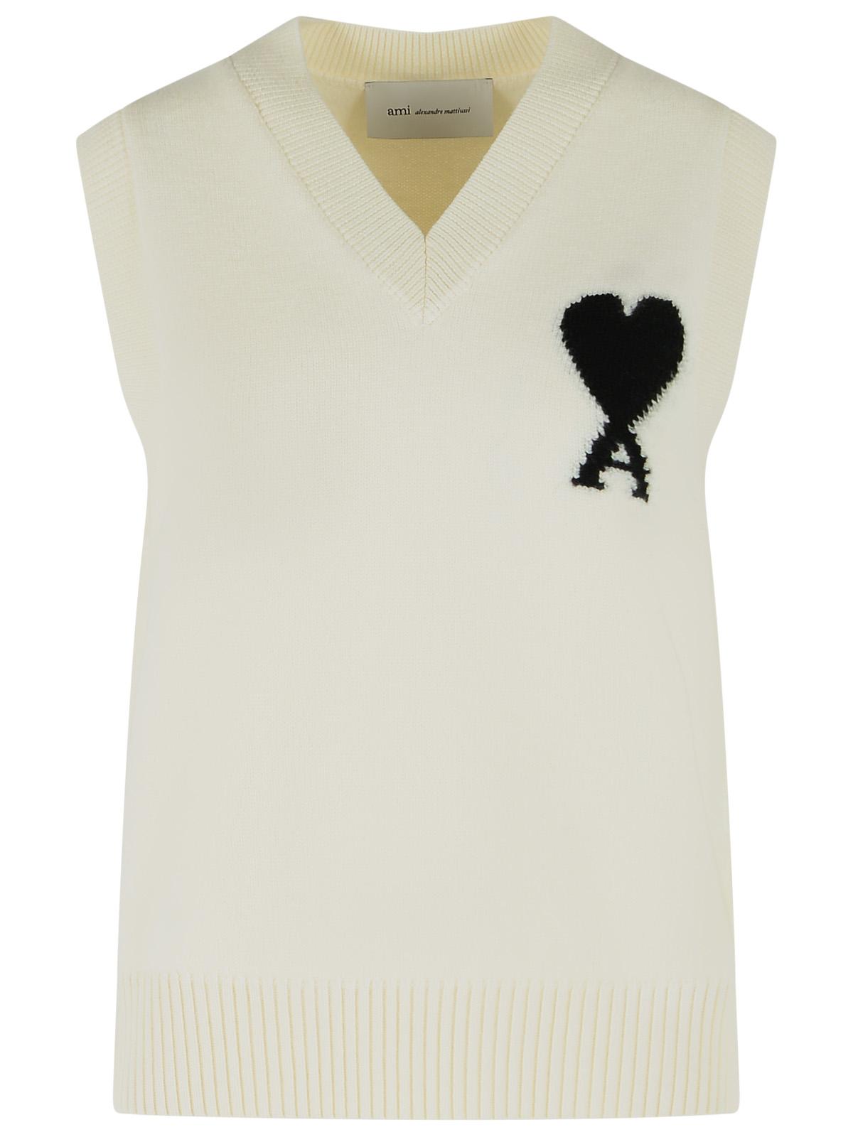 Ami Paris 'Ami De Cœur' White Wool Vest Women AMI PARIS
