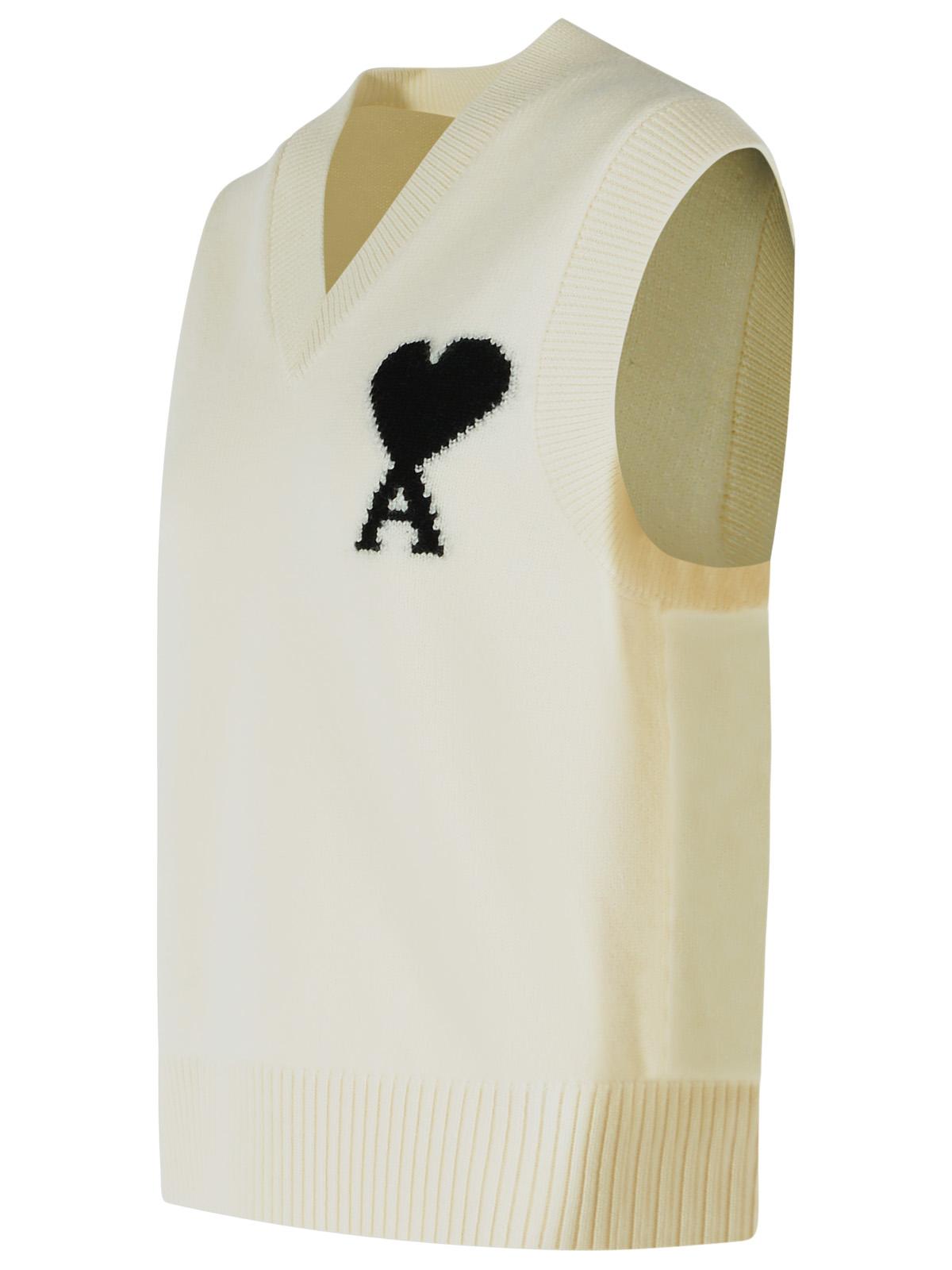 Ami Paris 'Ami De Cœur' White Wool Vest Women AMI PARIS