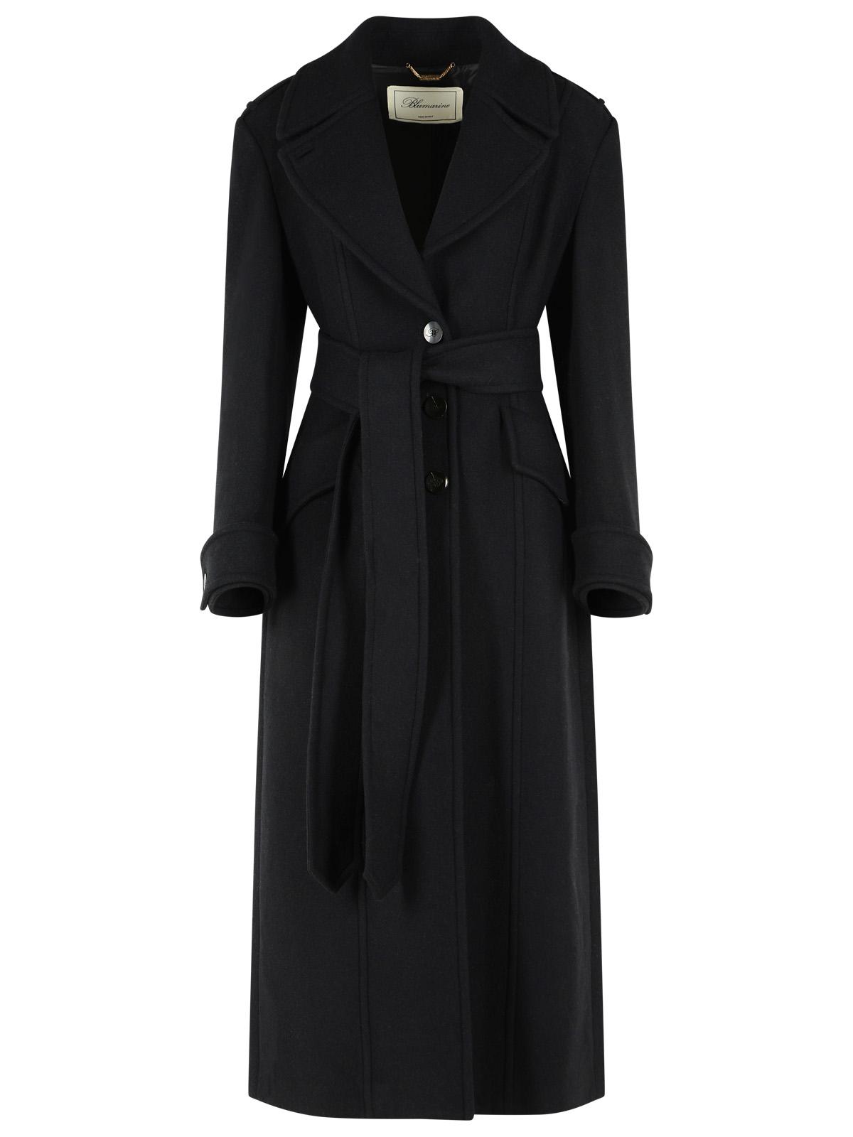 Blumarine Long Cloth Coat With Black Belt Women BLUMARINE