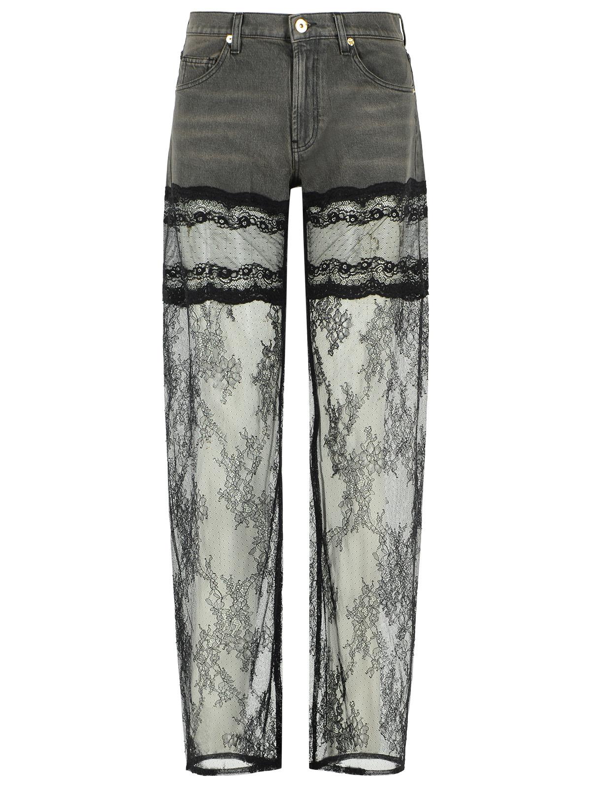 Blumarine Grey And Black Denim And Lace Jeans Women BLUMARINE