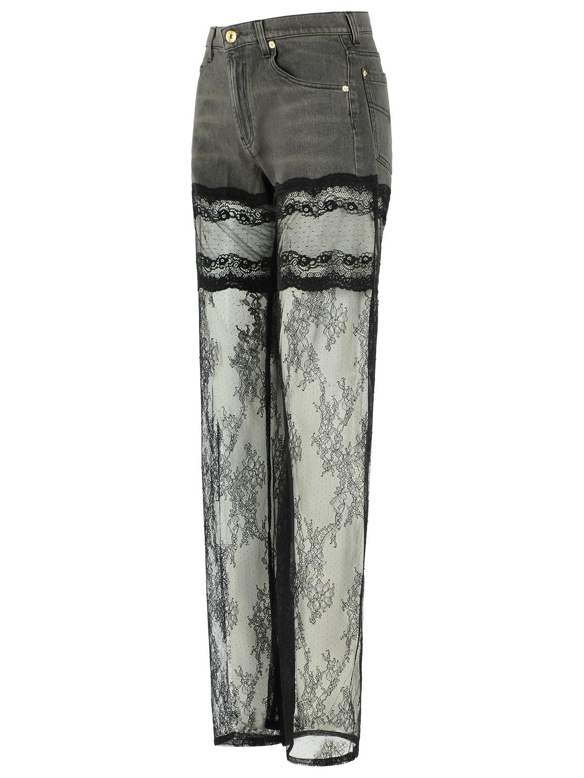 Blumarine Grey And Black Denim And Lace Jeans Women BLUMARINE