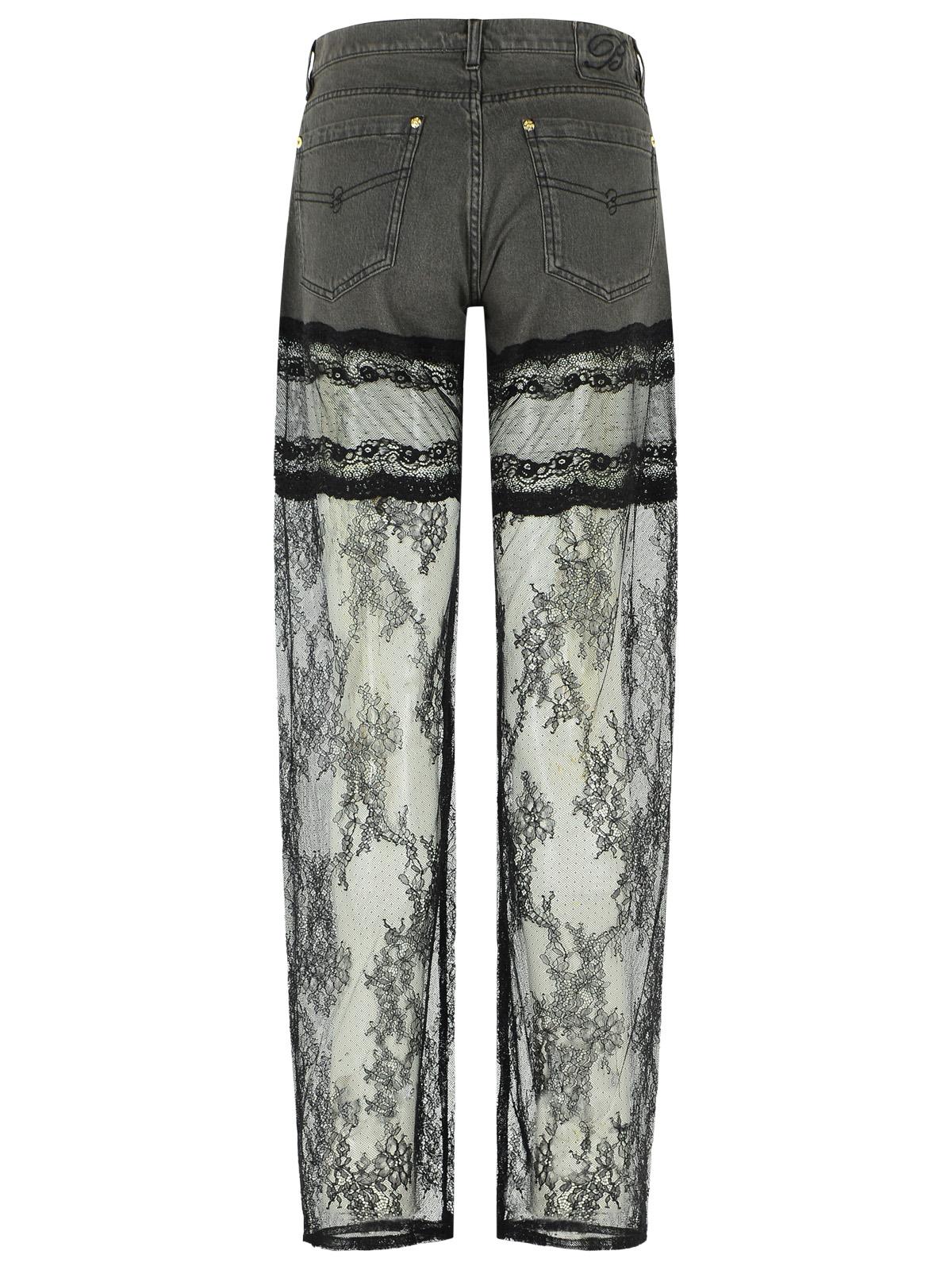 Blumarine Grey And Black Denim And Lace Jeans Women BLUMARINE