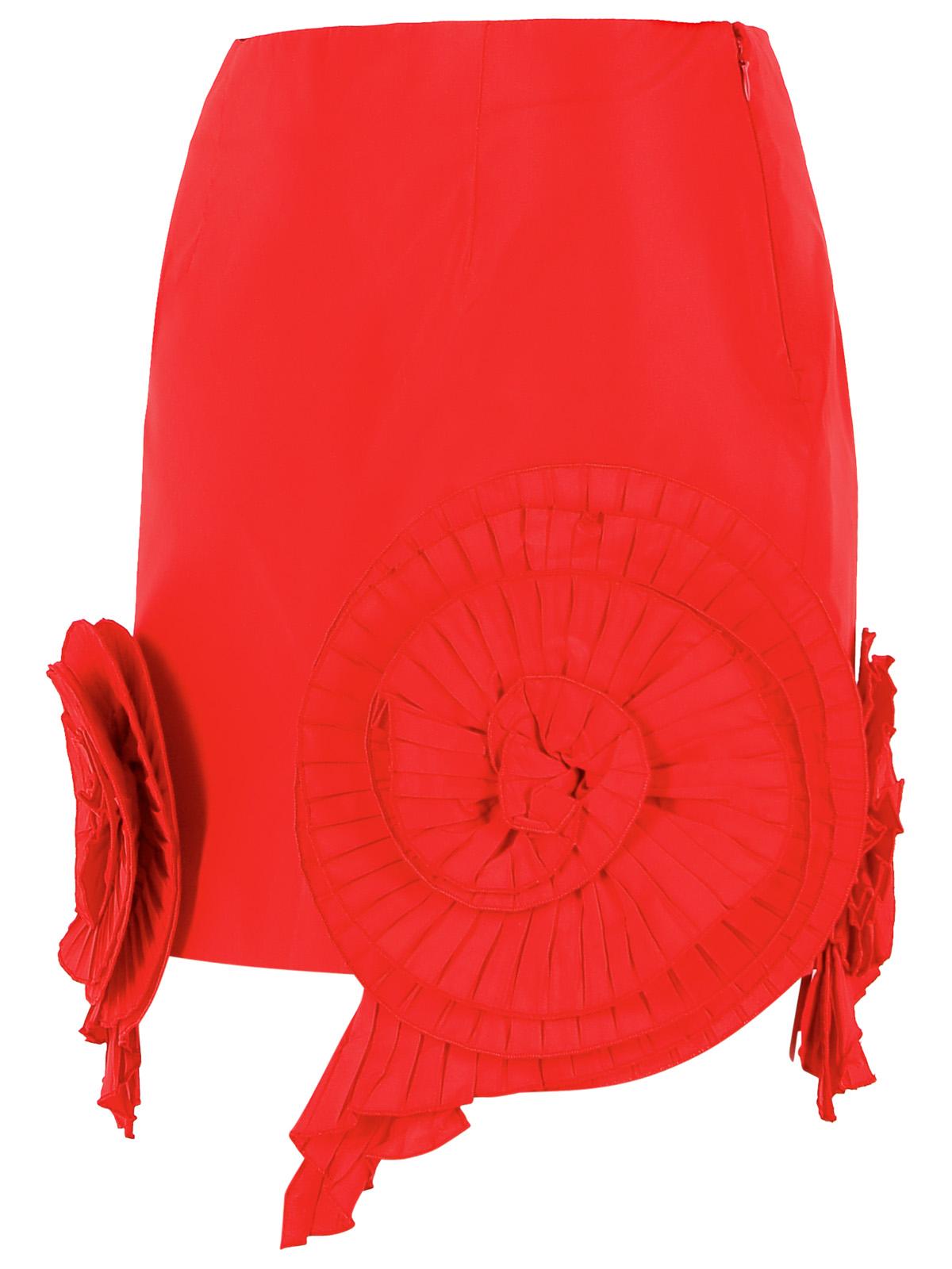Blumarine Short Taffeta Skirt With Red '3D' Roses Women BLUMARINE