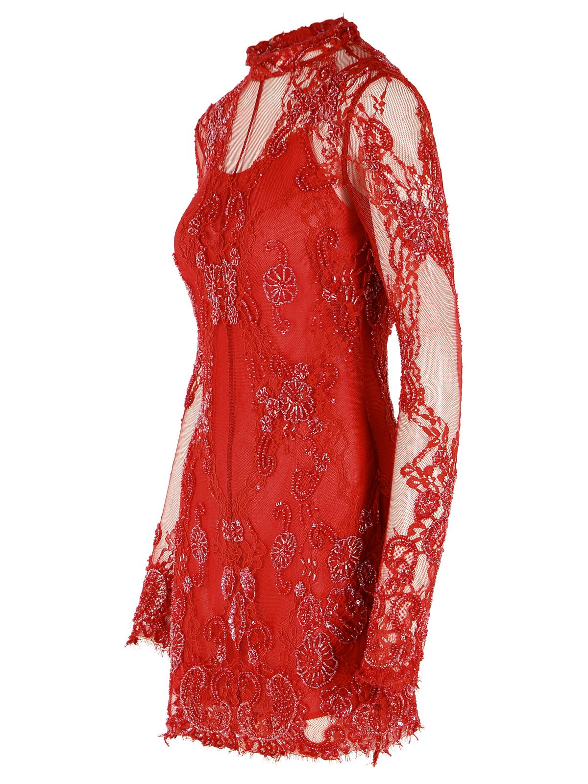 Blumarine Short Lace Dress With Red Embroidery Women BLUMARINE