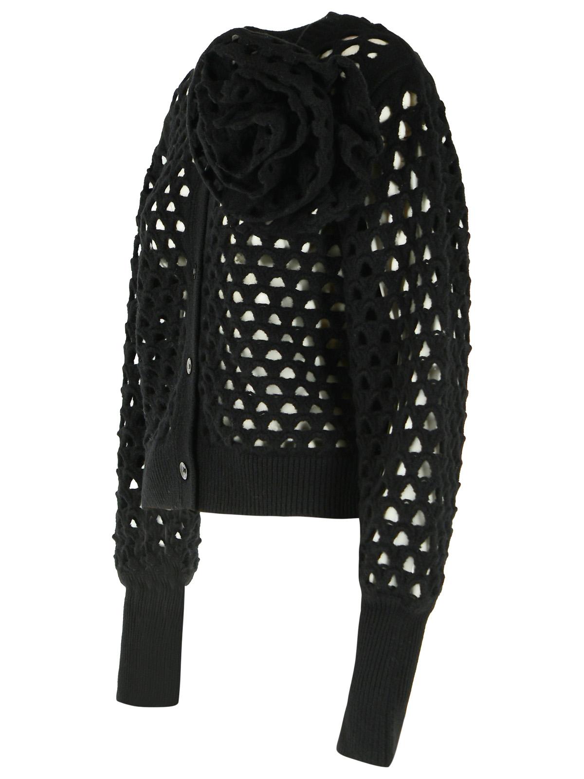 Blumarine Black Openwork Wool Cardigan Women BLUMARINE