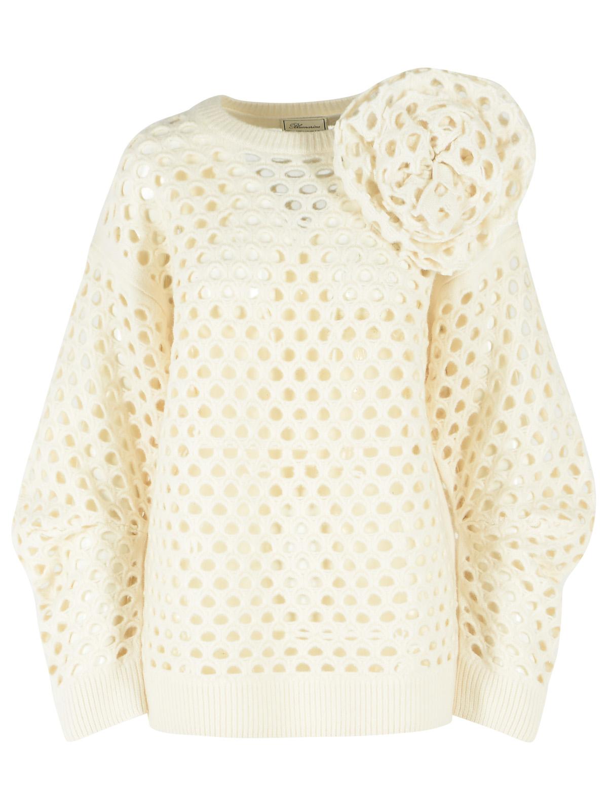 Blumarine Ivory Openwork Wool Cardigan Women BLUMARINE