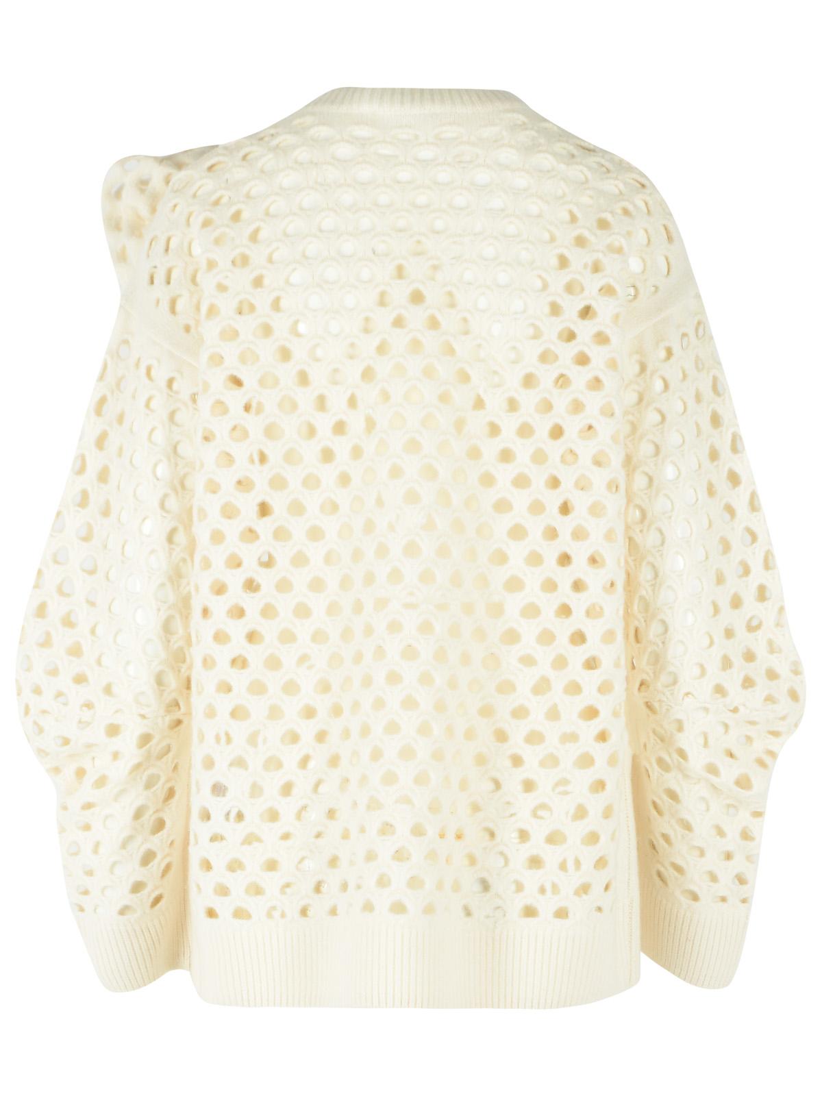 Blumarine Ivory Openwork Wool Cardigan Women BLUMARINE