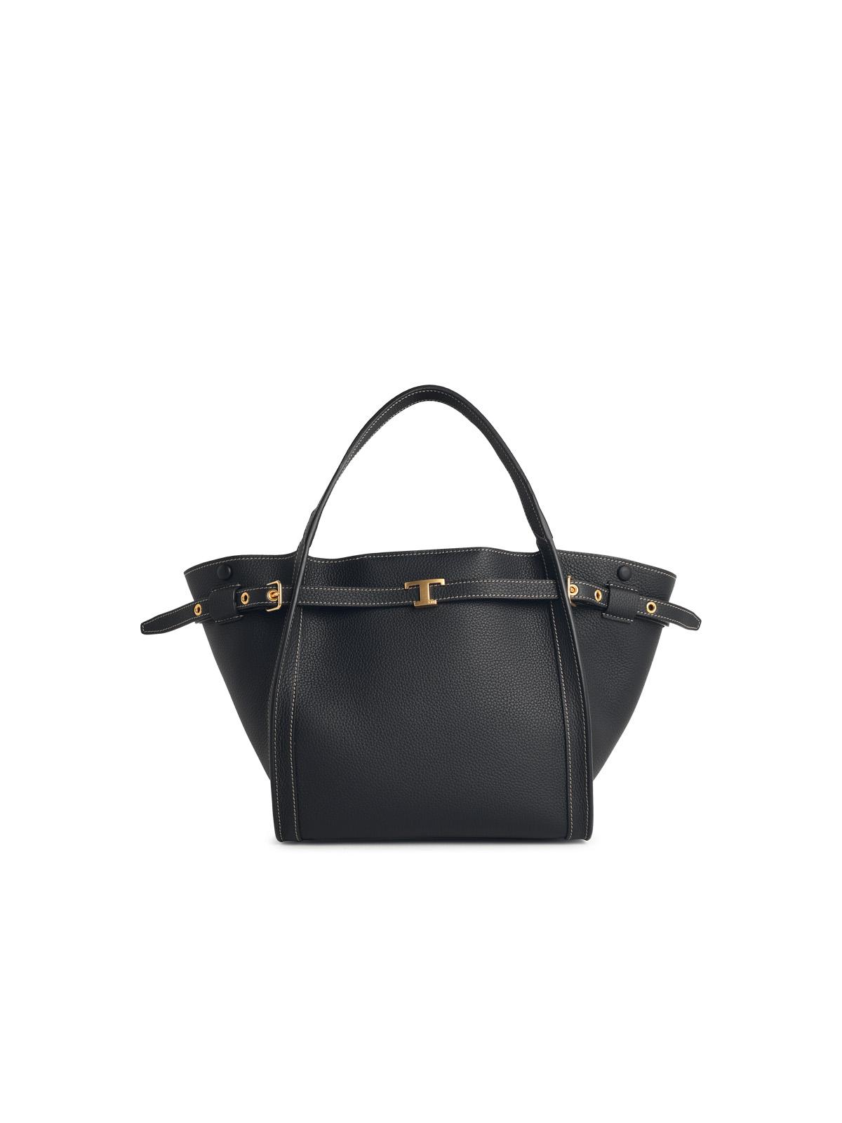 Tod's 'T Signature' Small Black Leather Shopping Bag Women TOD'S