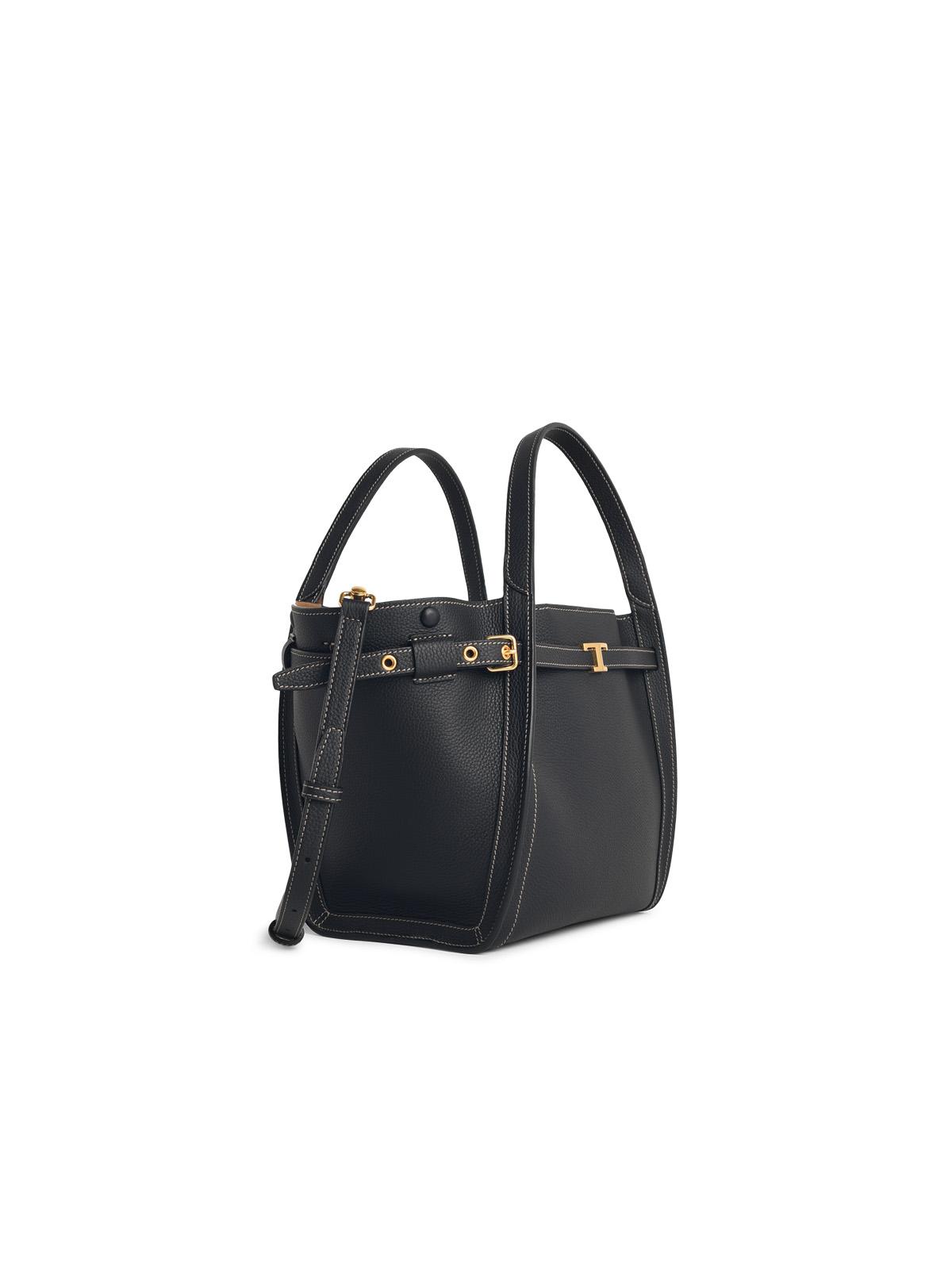 Tod's 'T Signature' Small Black Leather Shopping Bag Women TOD'S