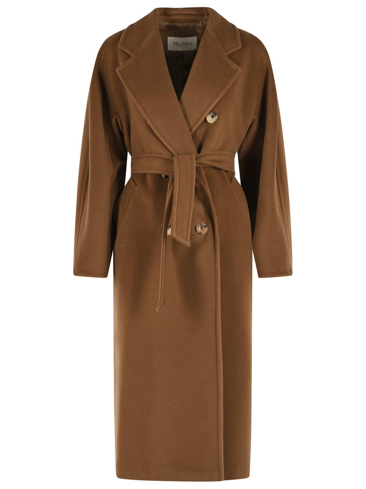 Max Mara Madame' Virgin Wool And Brown Cashmere Coat Women MAX MARA