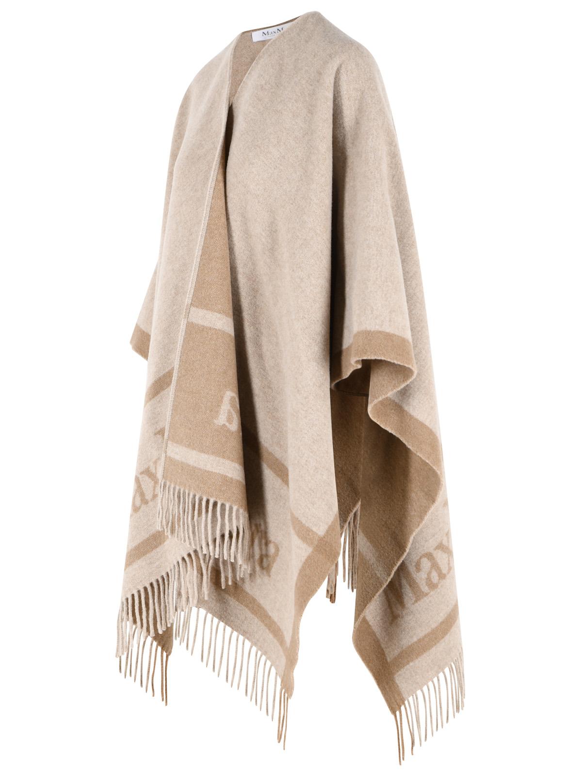 Max Mara 'Hilde' Beige Jacquard Wool Poncho Women MAX MARA