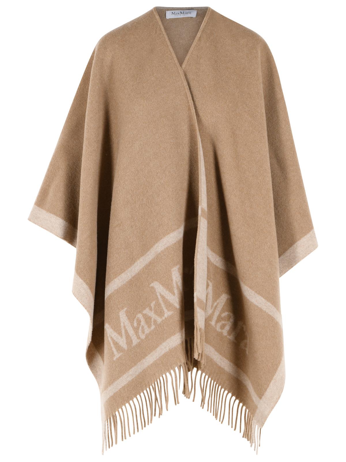 Max Mara 'Hilde' Camel Jacquard Wool Poncho Women MAX MARA