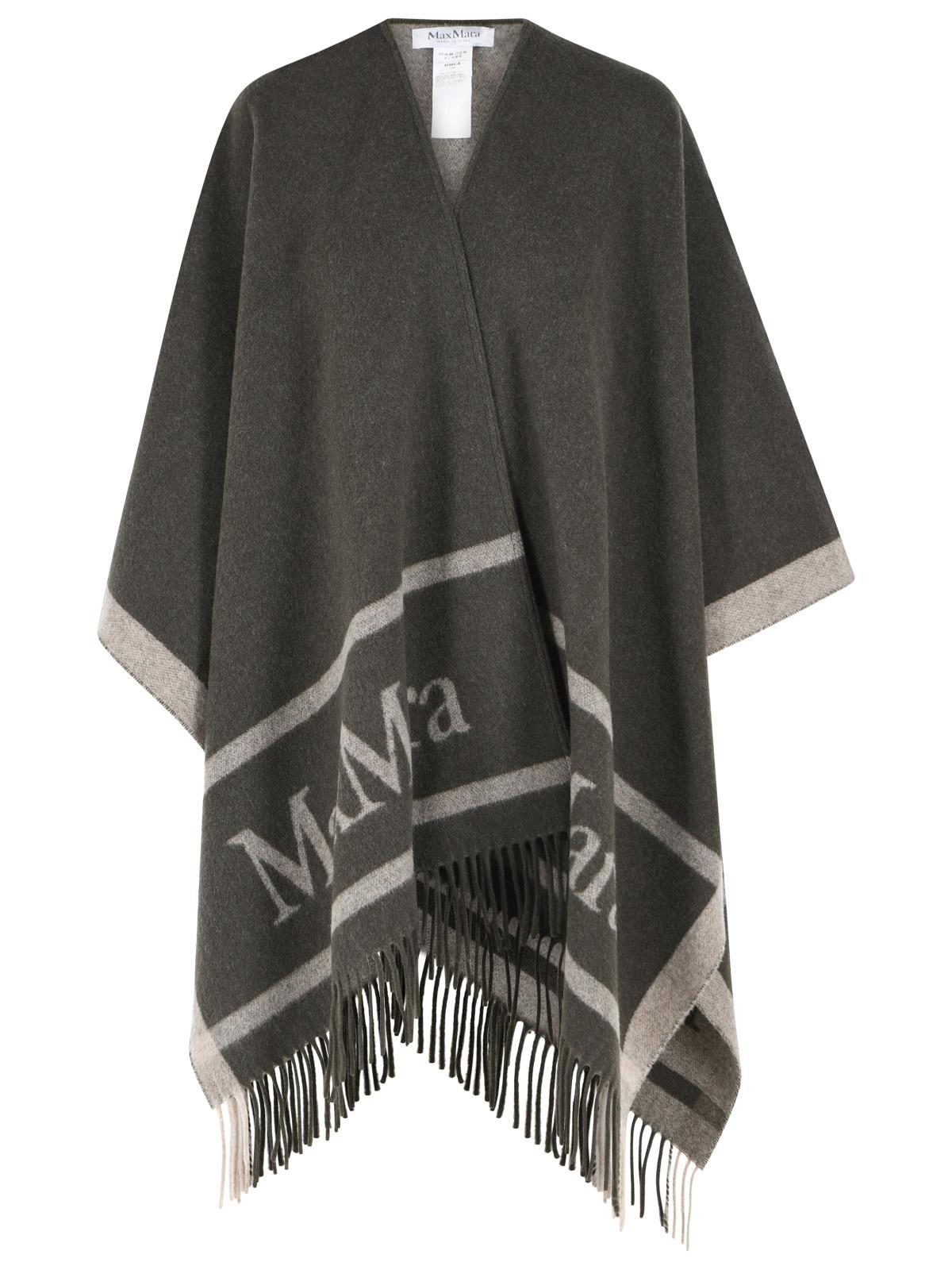 Max Mara 'Hilde' Green Jacquard Wool Poncho Women MAX MARA
