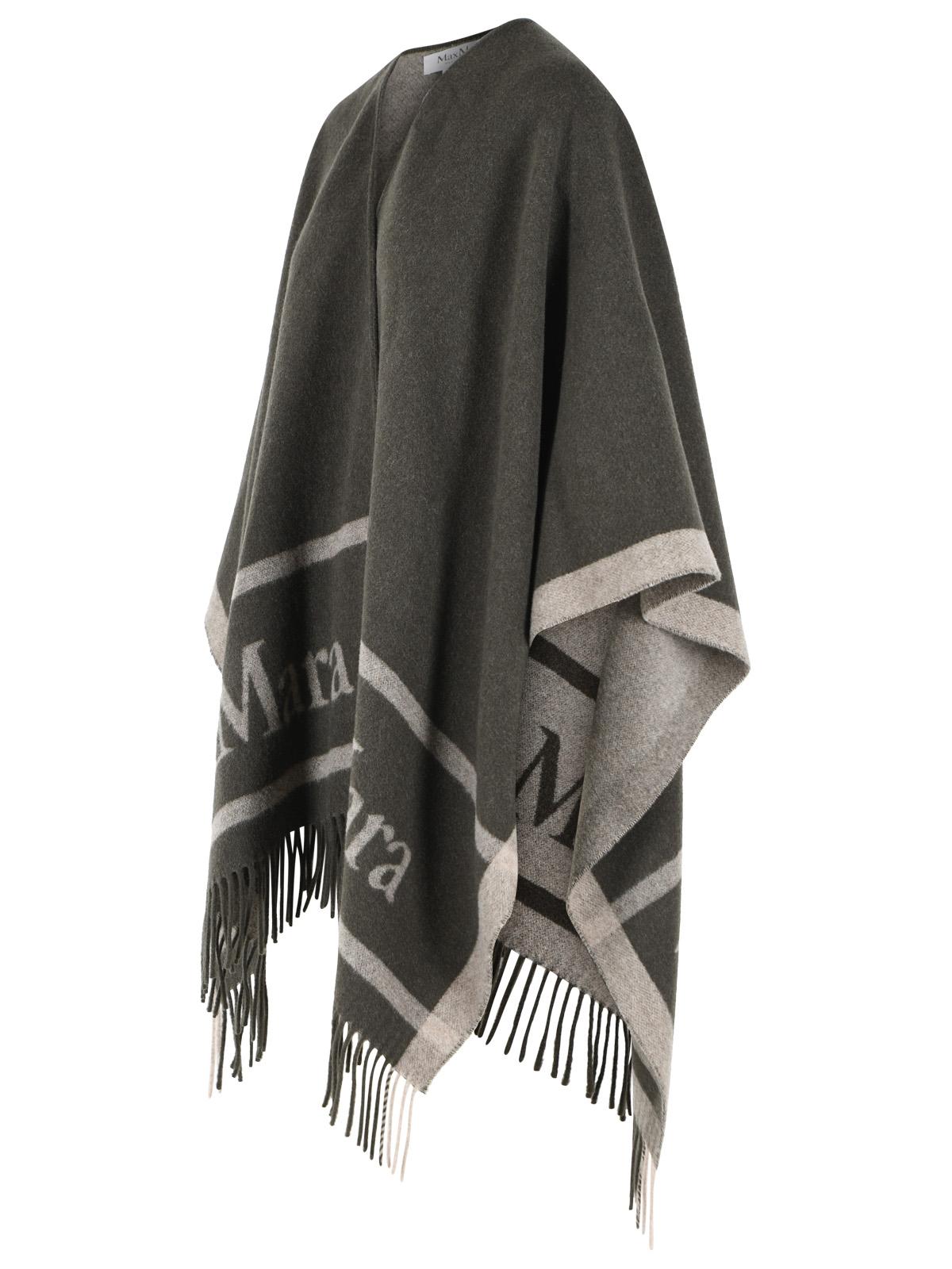 Max Mara 'Hilde' Green Jacquard Wool Poncho Women MAX MARA