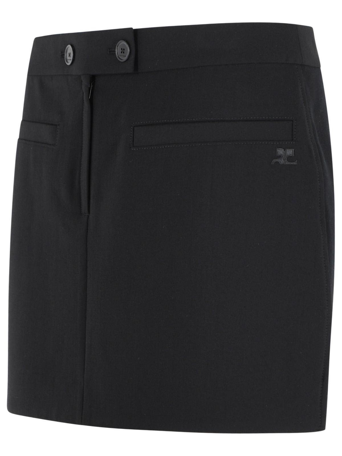 Courreges Black Wool Blend Miniskirt Women COURREGES