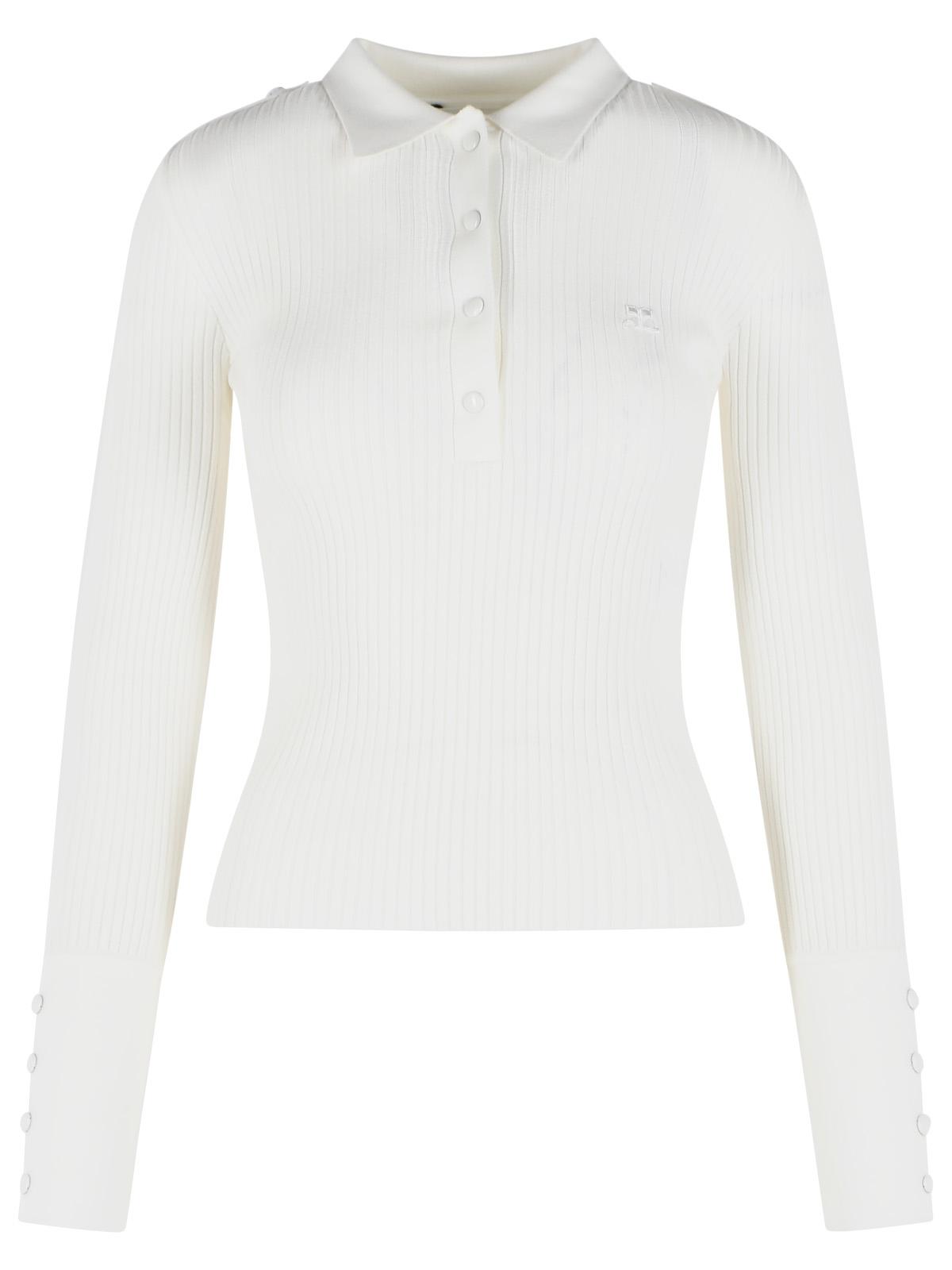 Courreges White Viscose Blend Polo Shirt Women COURREGES
