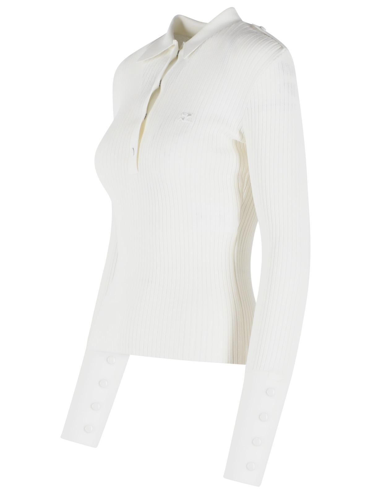 Courreges White Viscose Blend Polo Shirt Women COURREGES