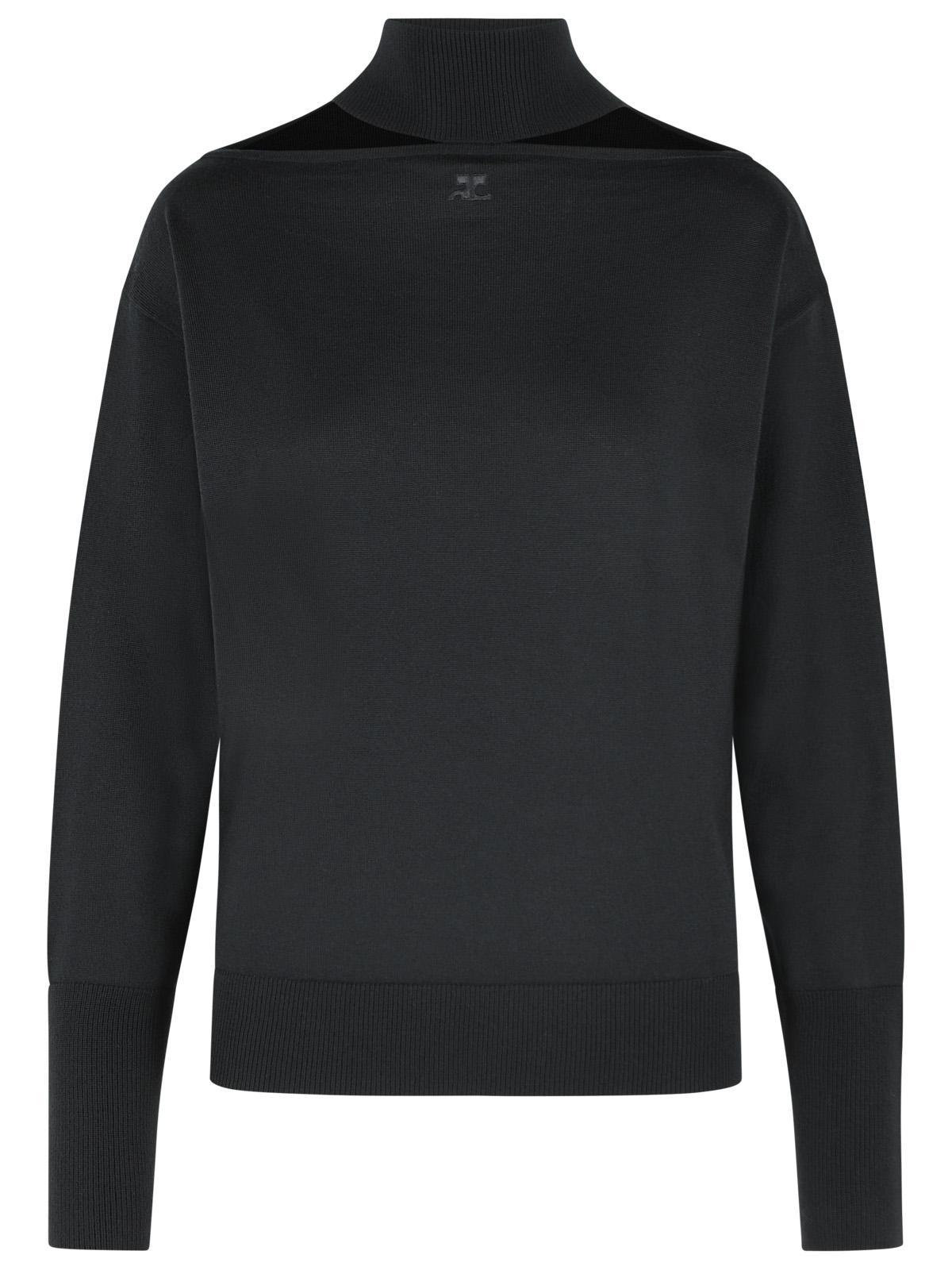 Courreges Black Merino Wool Turtleneck Sweater Women COURREGES