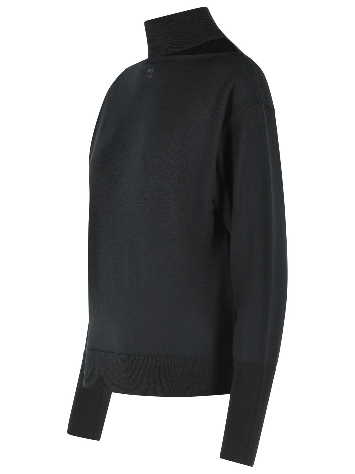 Courreges Black Merino Wool Turtleneck Sweater Women COURREGES