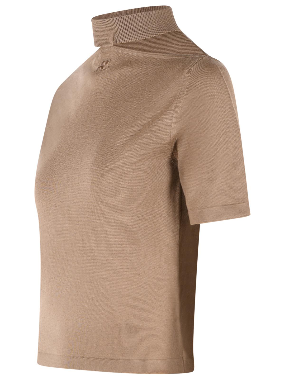 Courreges Brown Merino Wool Turtleneck Sweater Women COURREGES