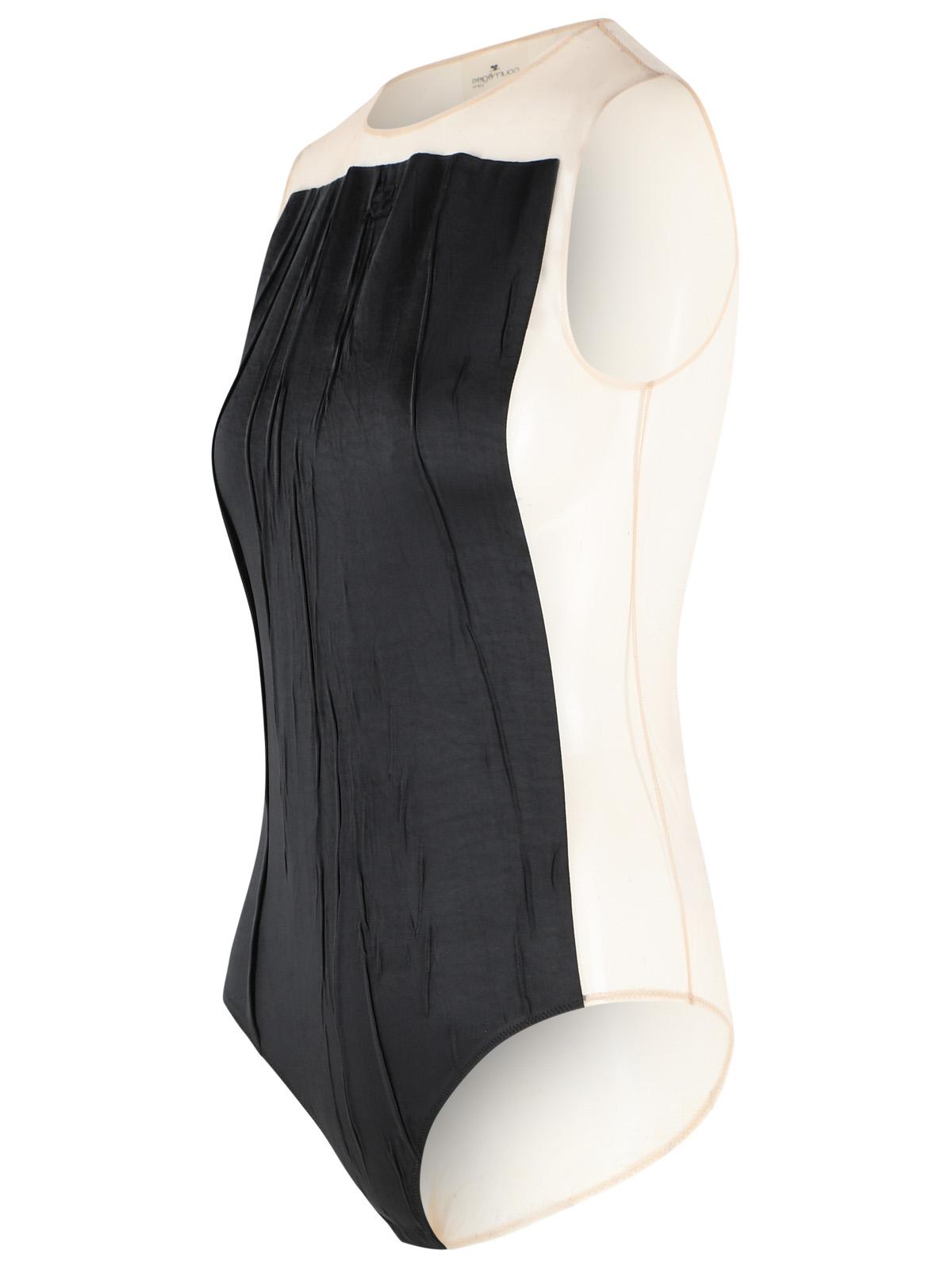 Courreges Black And Beige Polyester Bodysuit Women COURREGES