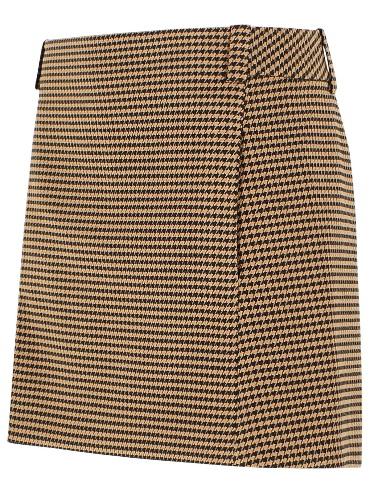 Courreges 'Houndstooth' Mini Skirt In Brown Viscose Blend Women COURREGES
