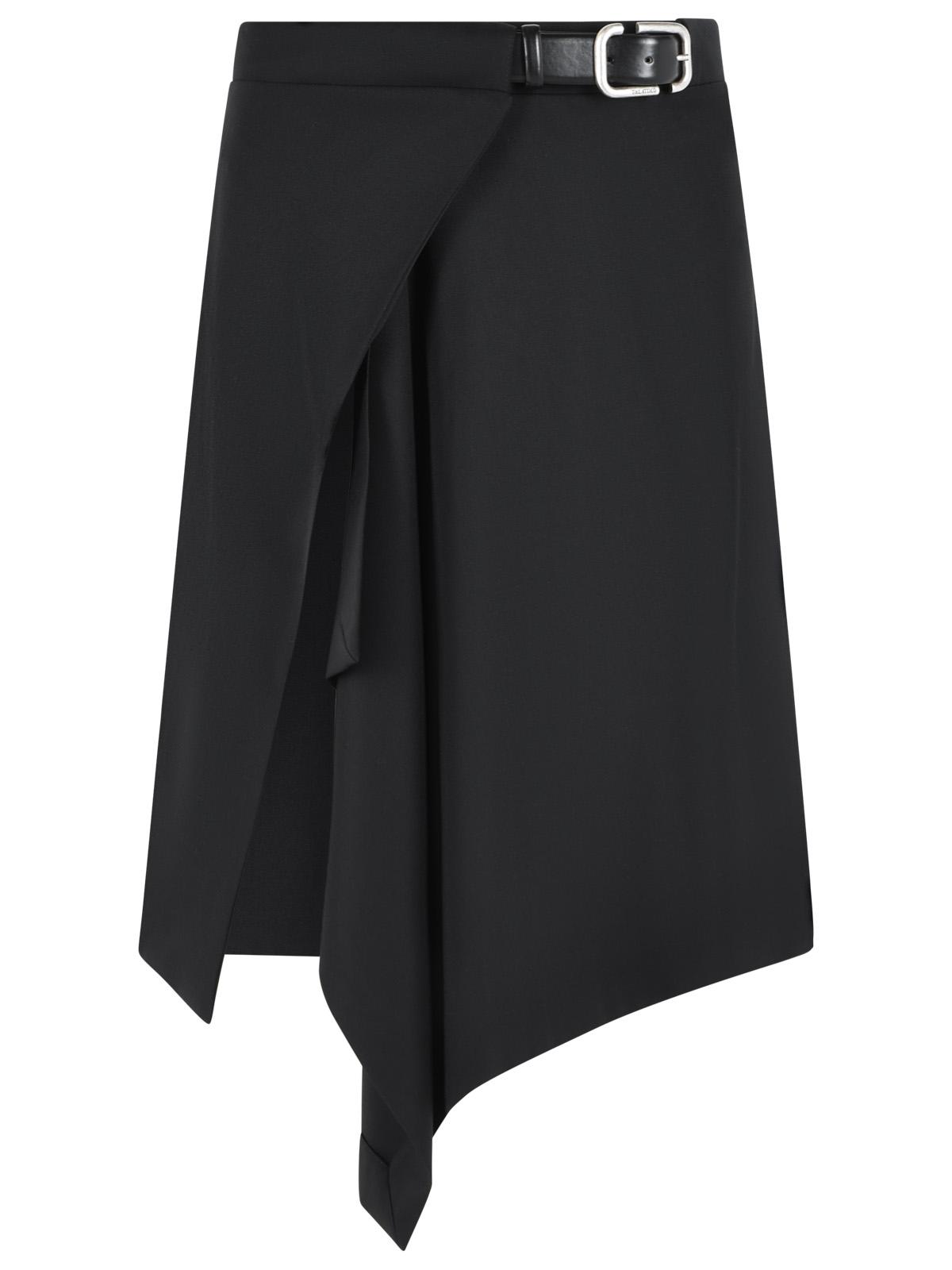 The Attico Black Virgin Wool Midi Skirt Women THE ATTICO