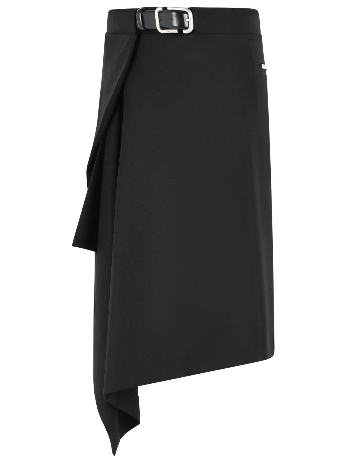 The Attico Black Virgin Wool Midi Skirt Women THE ATTICO