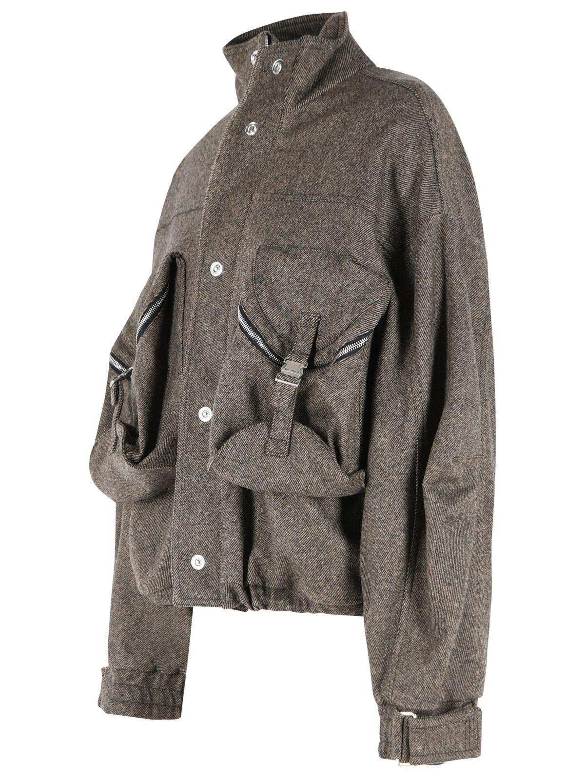 The Attico Bomber Jacket In Beige And Black Wool Blend Women THE ATTICO