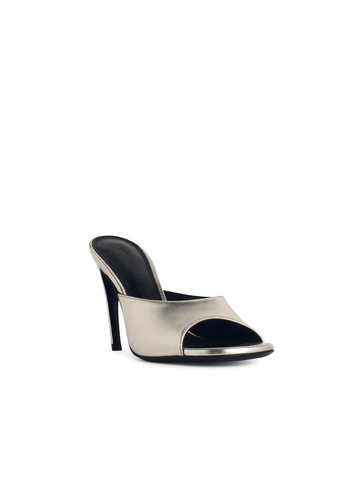 The Attico 'Betta 95' Silver Leather Mules Women THE ATTICO