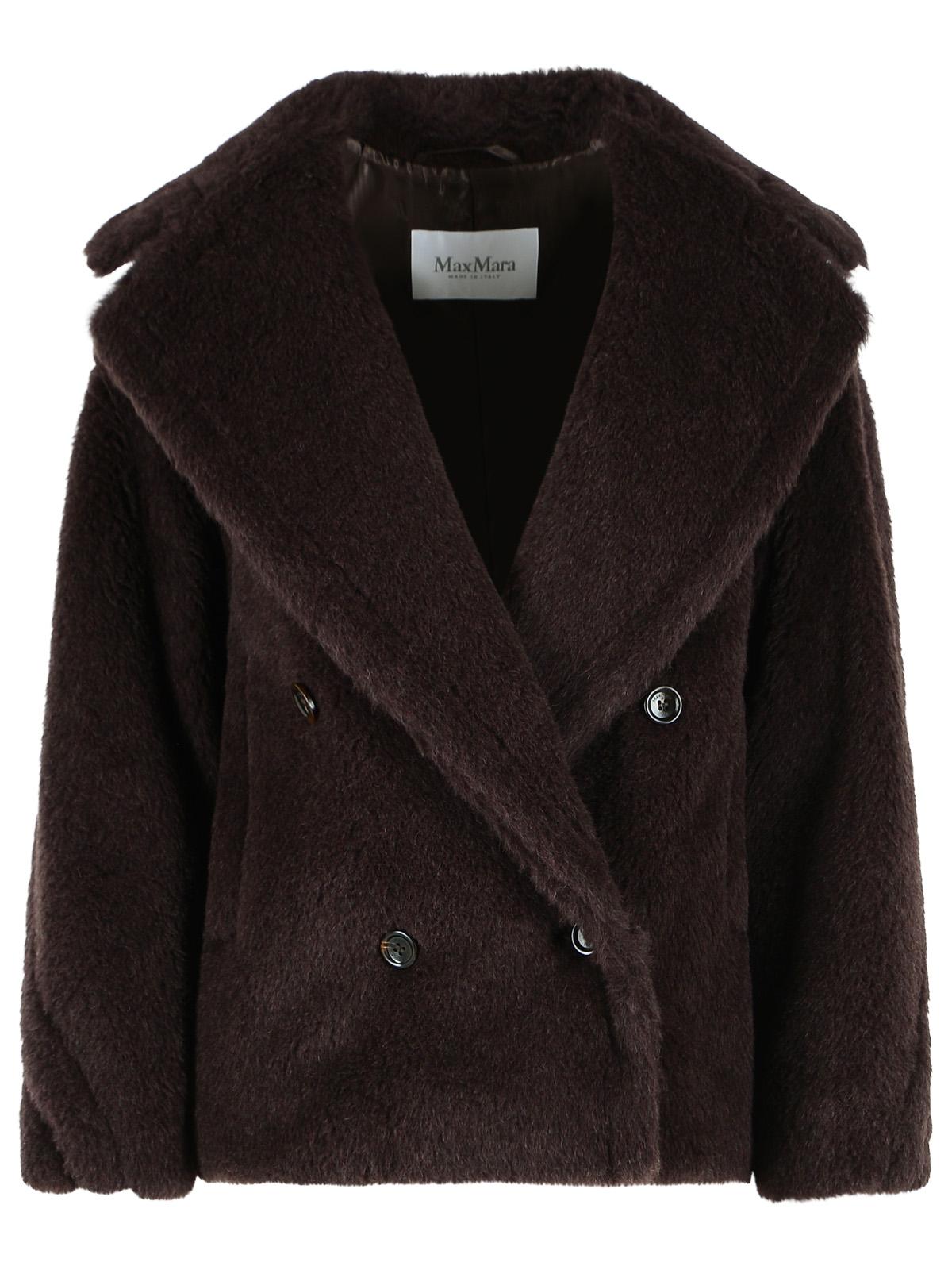 Max Mara 'Alcuno' Biker Jacket In Dark Brown Alpaca And Wool Teddy Fabric Women MAX MARA