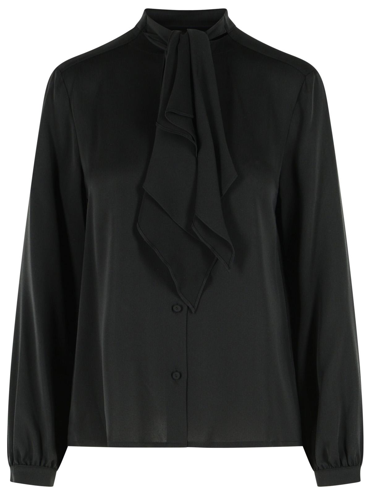 Max Mara Leccio' Silk Charmeuse Shirt With Black Ruffle Women MAX MARA