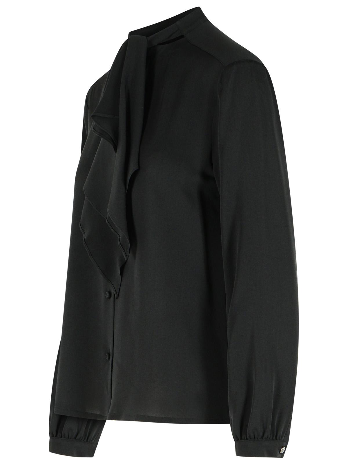 Max Mara Leccio' Silk Charmeuse Shirt With Black Ruffle Women MAX MARA