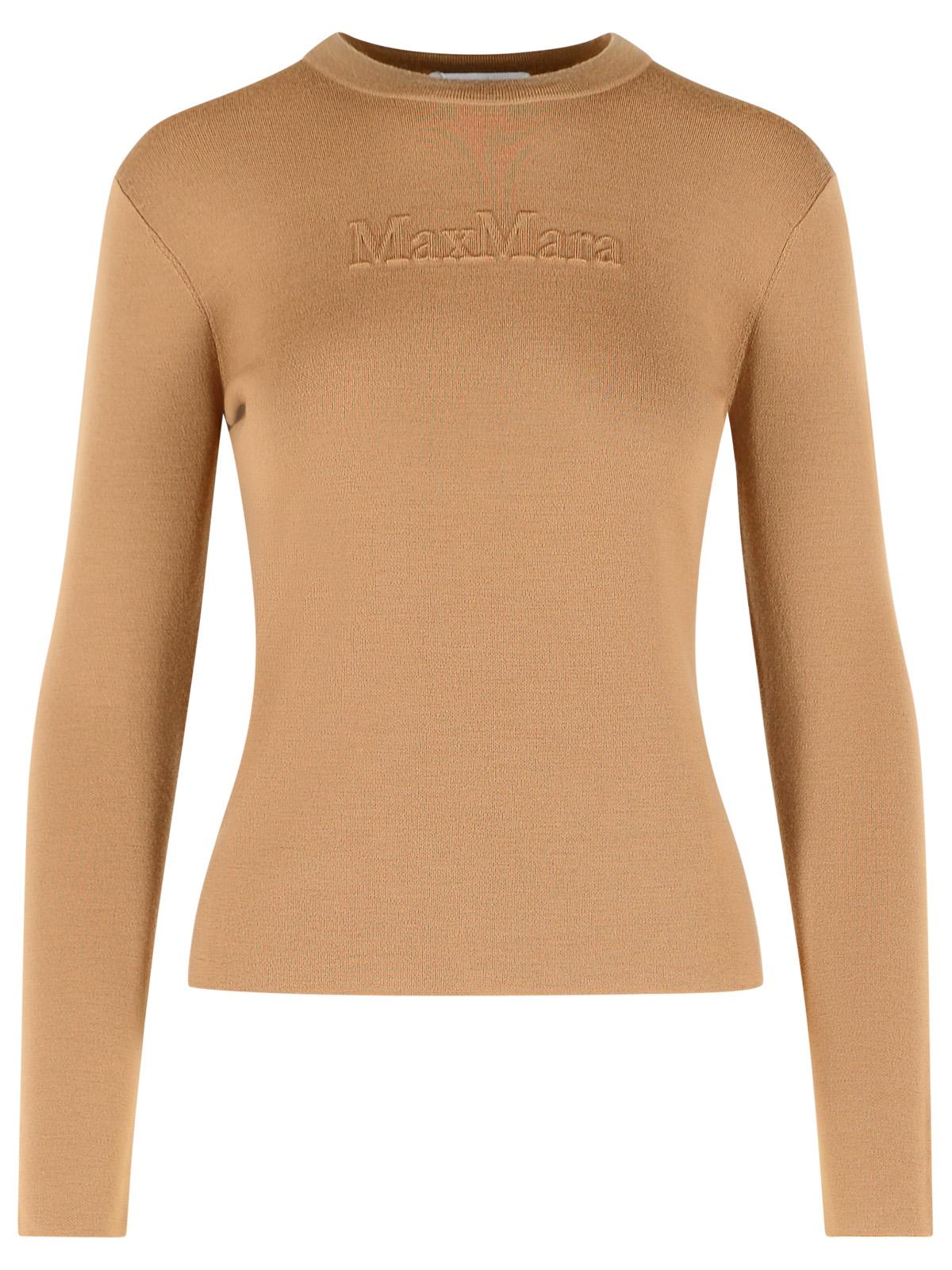 Max Mara 'Manto' Wool Yarn Sweater With Brown Embossed Logo Women MAX MARA